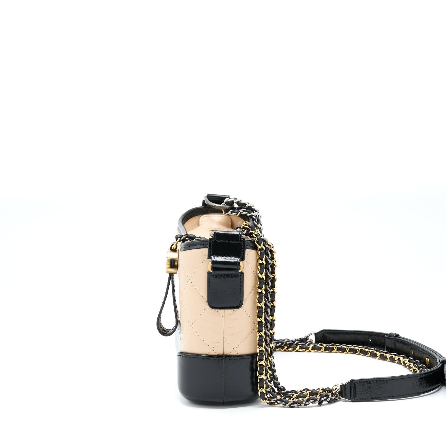 Chanel Gabrielle Hobo Aged Calfskin Light Hardware Multicolour Black Beige Small Shoulder Bag