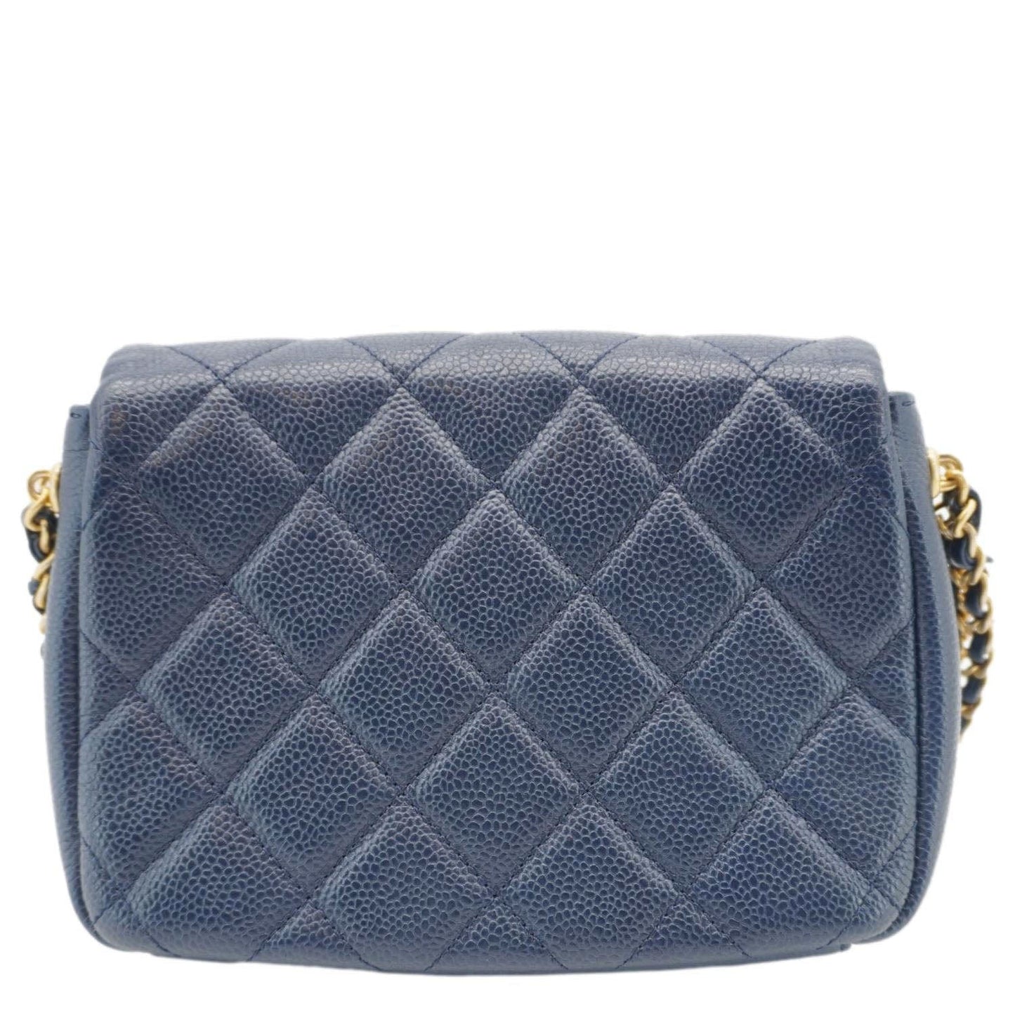 Chanel Soul Flap Caviar Leather Blue Travel Bag