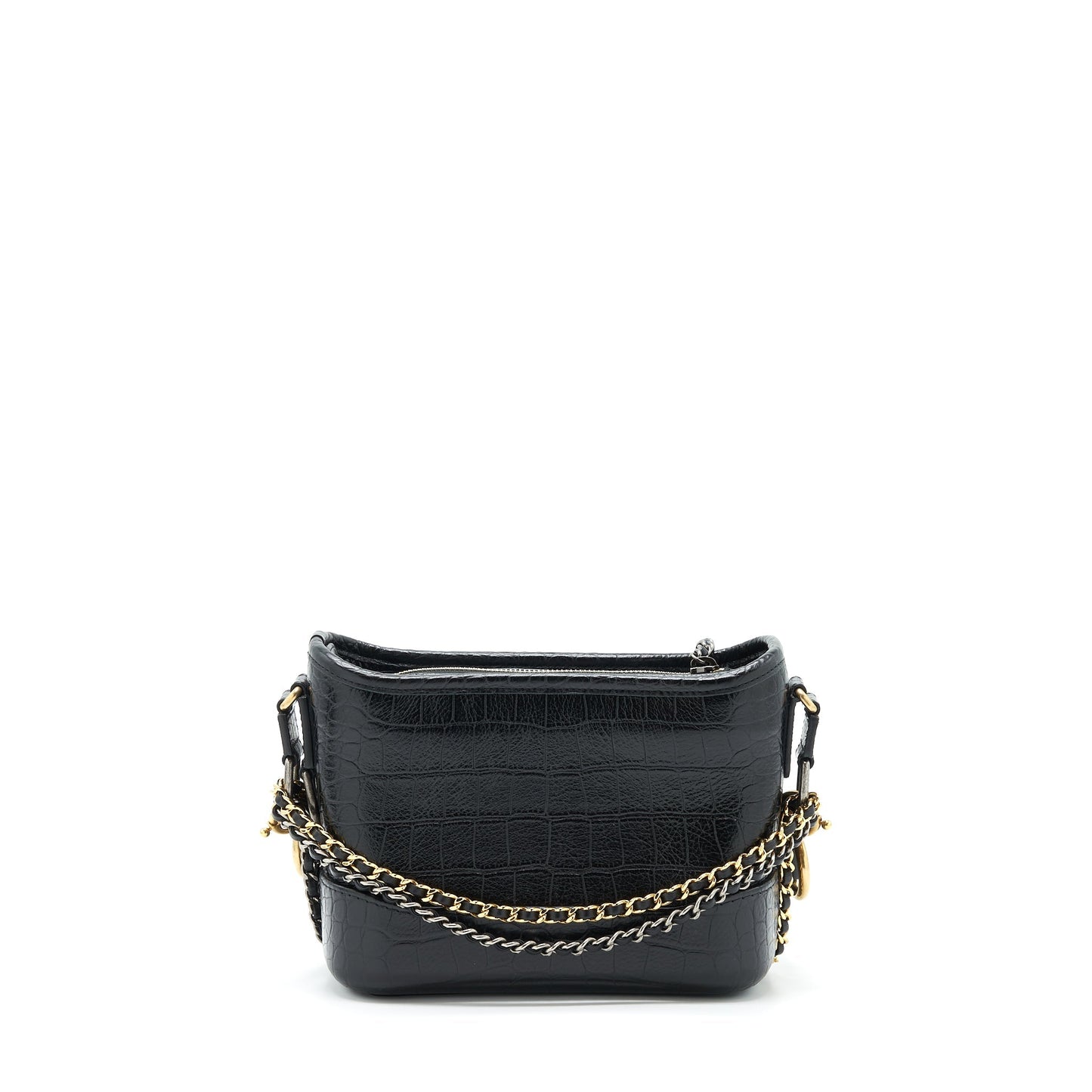 Chanel Gabrielle Hobo Crocodile Embossed Calfskin Hardware Multicolour Black Small Shoulder Bag