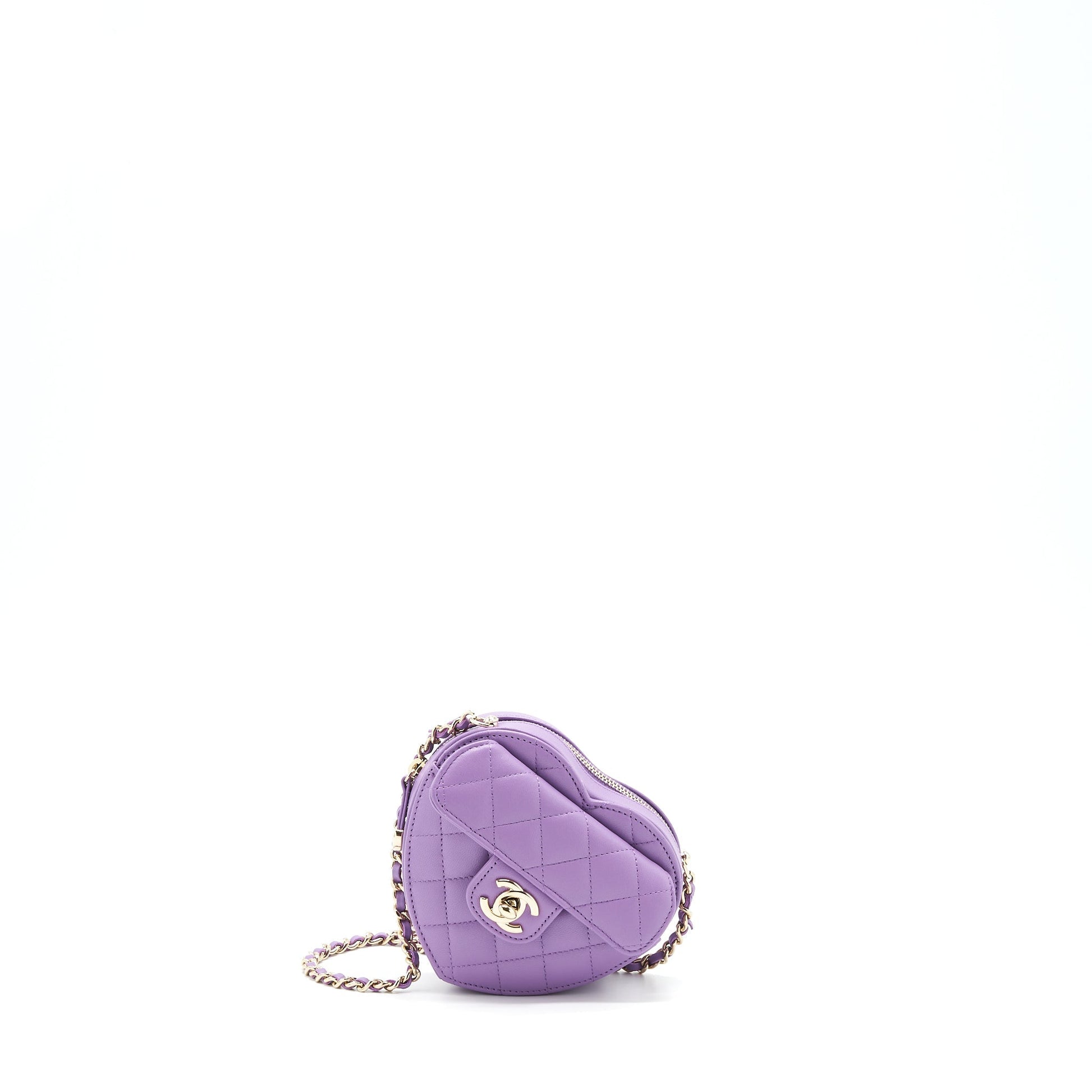 Chanel 22S Heart Lambskin Purple LGHW Small Handbag