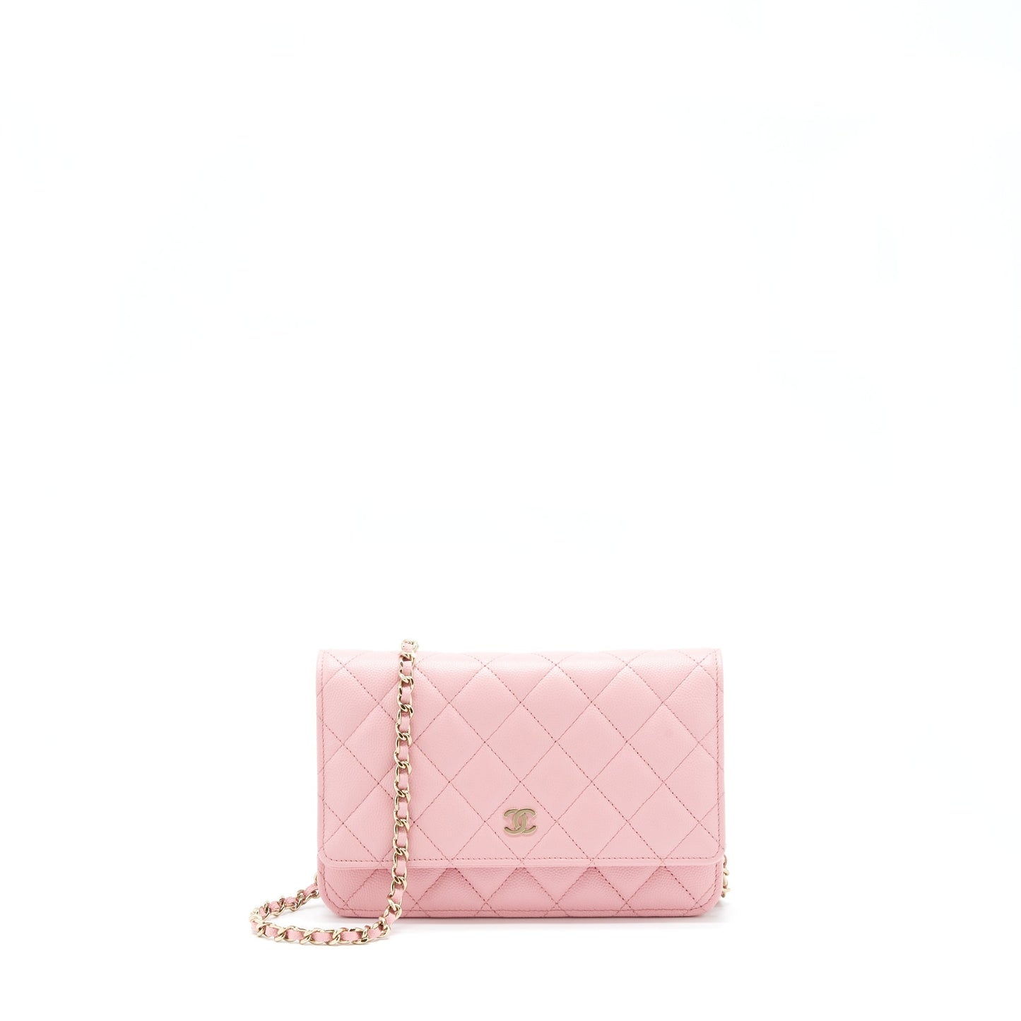 Chanel 22C Classic On Caviar LGHW microchip Pink Wallet Case