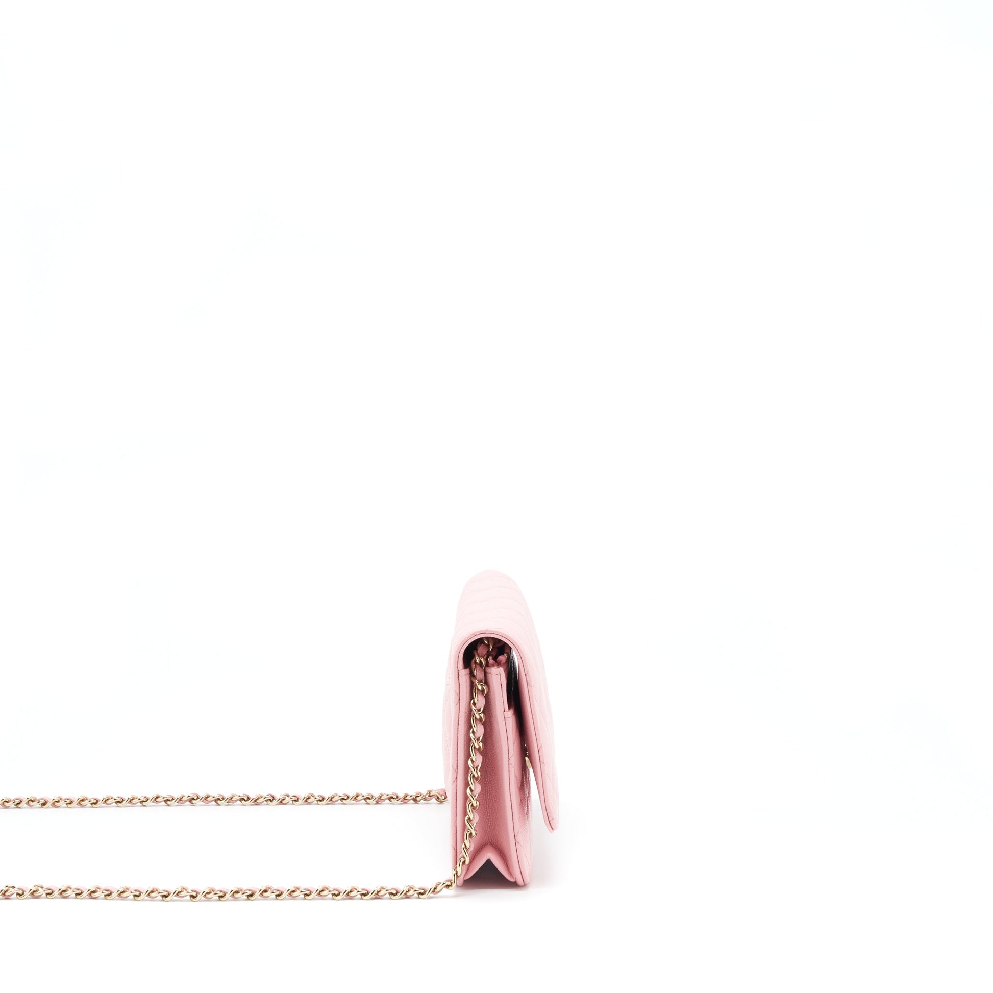 Chanel 22C Classic On Caviar LGHW microchip Pink Wallet Case