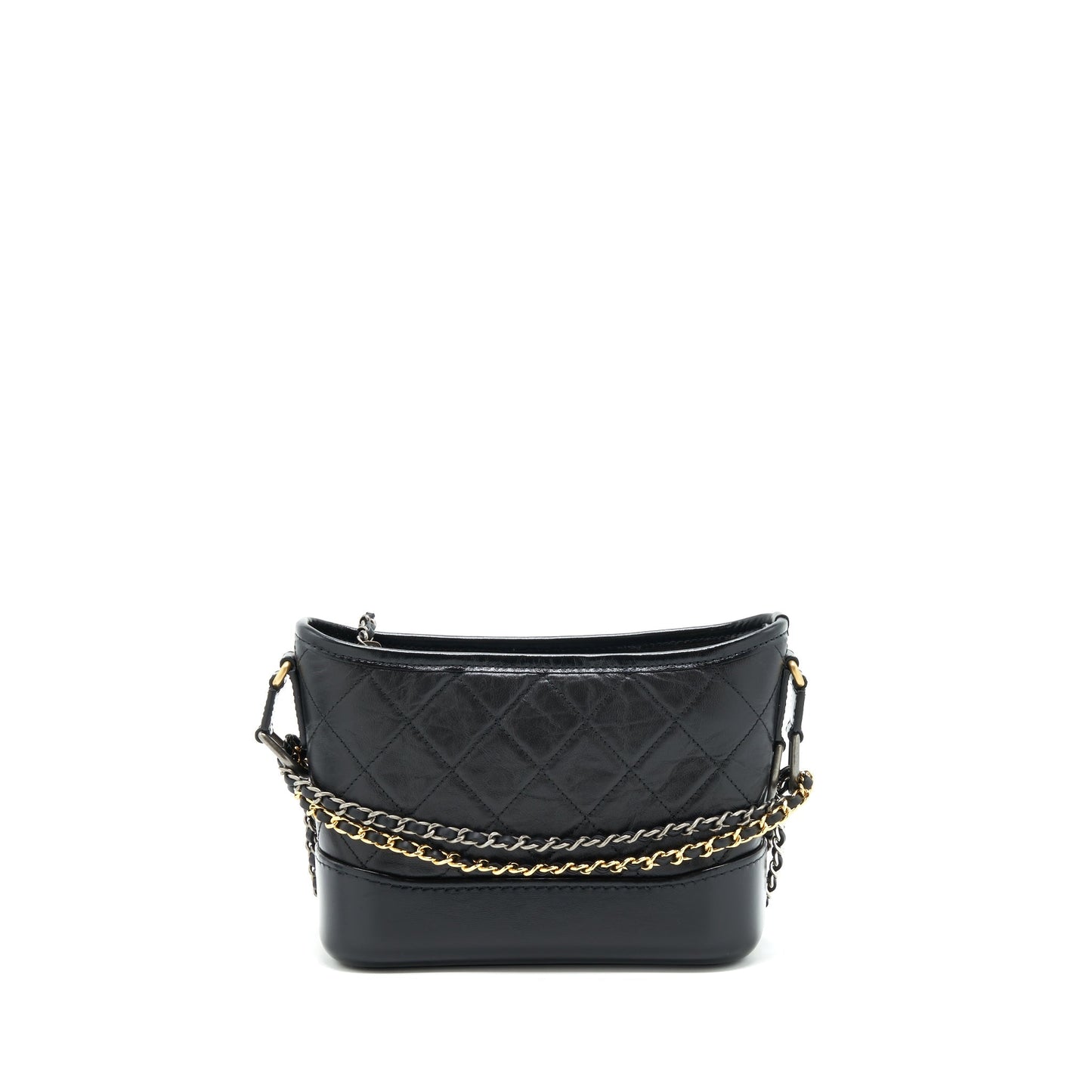 Chanel Gabrielle Hobo Sliver Hardware Black Gold Small Shoulder Bag