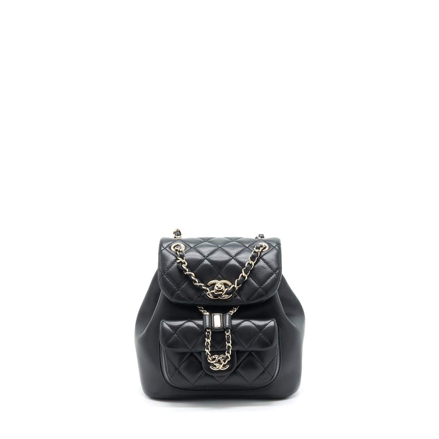 Chanel Duma Backpack Lambskin LGHW Microchip Black Black Lghwmicrochip