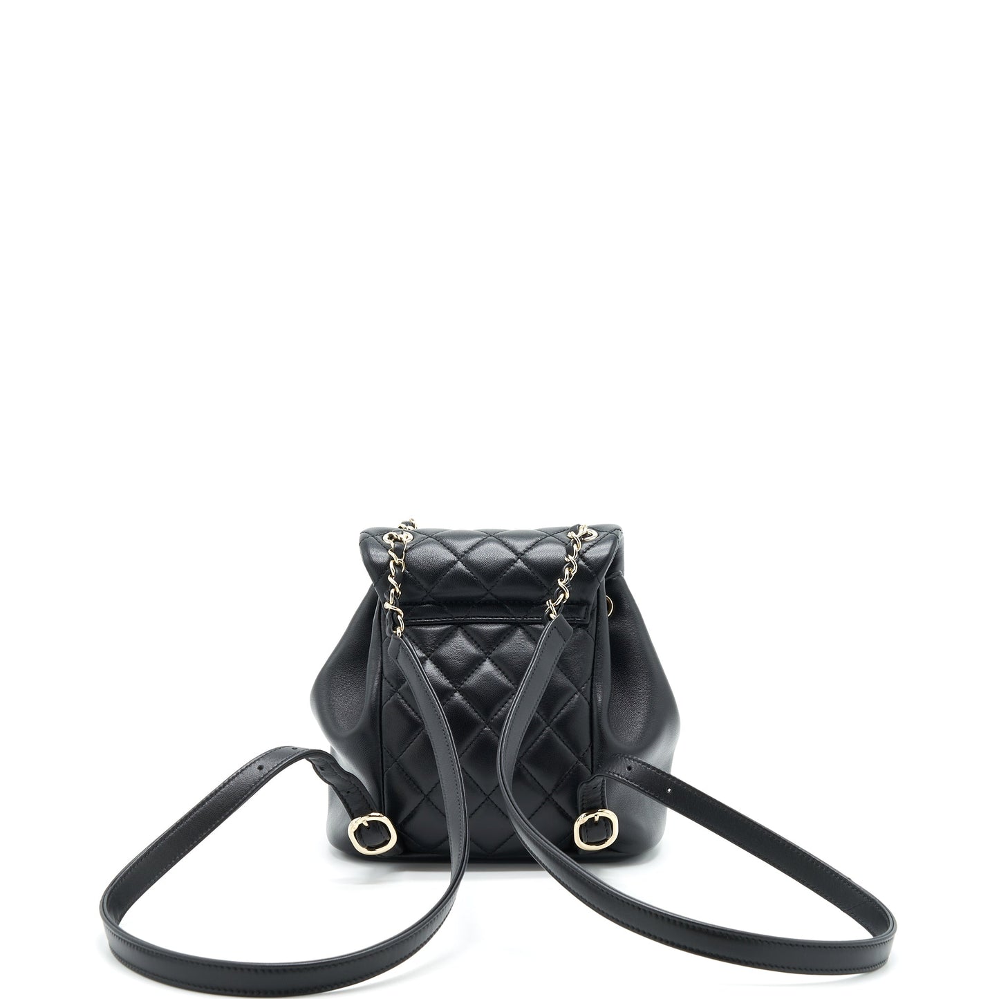 Chanel Duma Backpack Lambskin LGHW Microchip Black Black Lghwmicrochip
