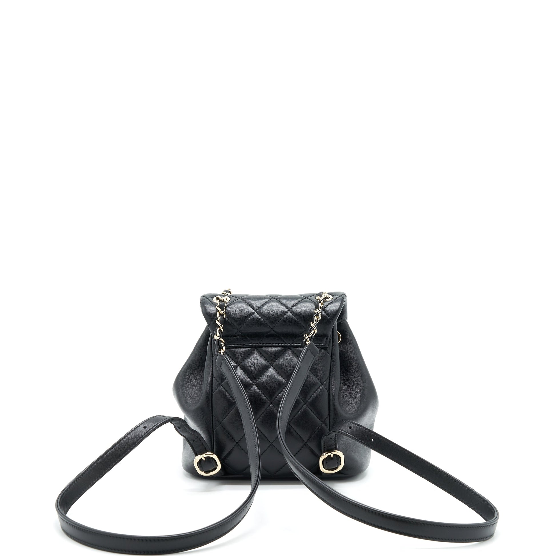 Chanel Duma Backpack Lambskin LGHW Microchip Black Black Lghwmicrochip
