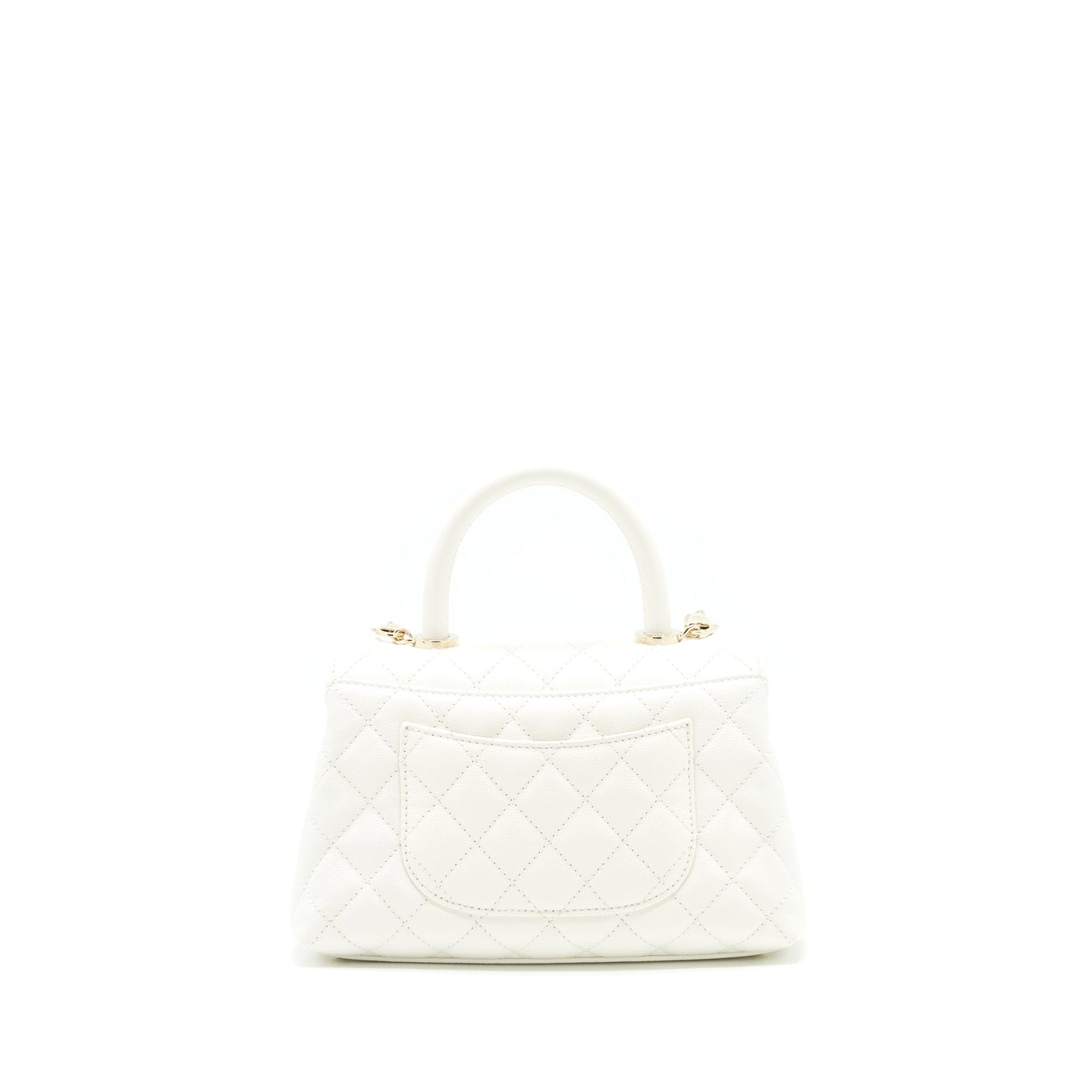 Chanel Coco handle Caviar LGHW microchip White Small Handbag
