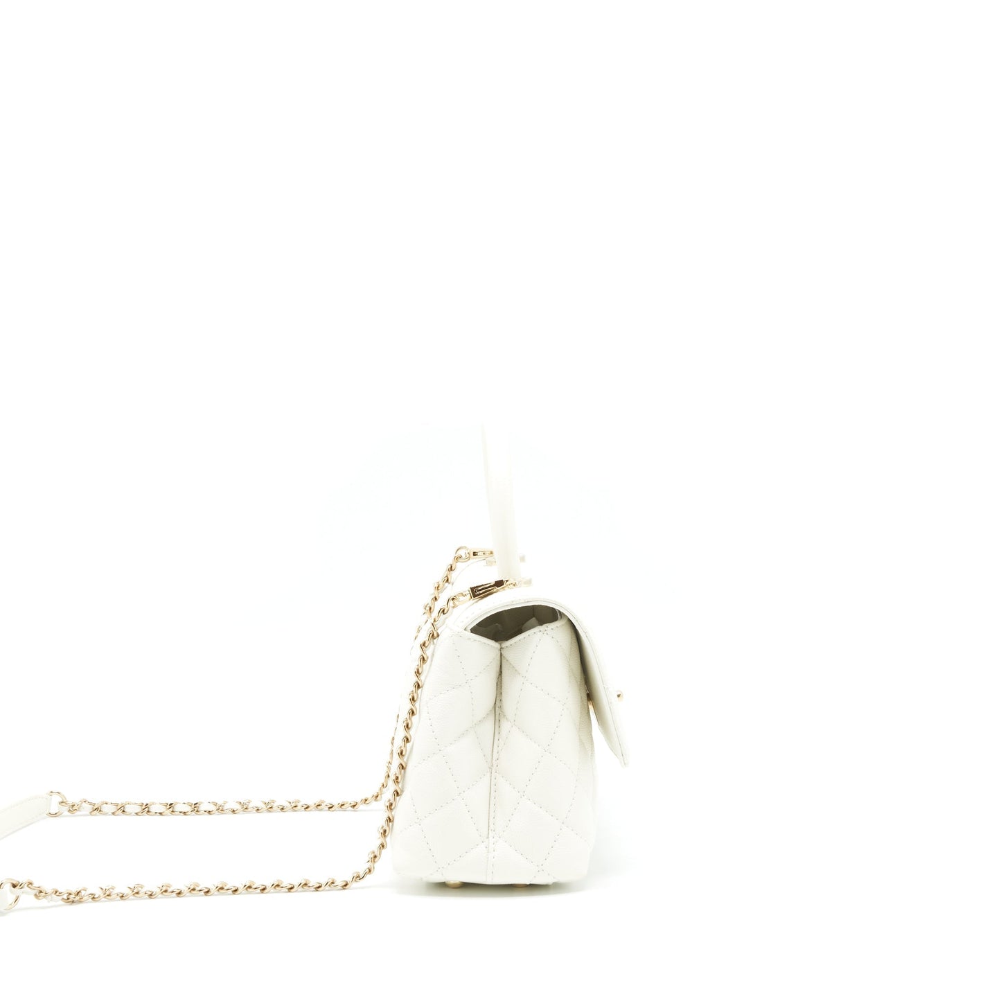 Chanel Coco handle Caviar LGHW microchip White Small Handbag