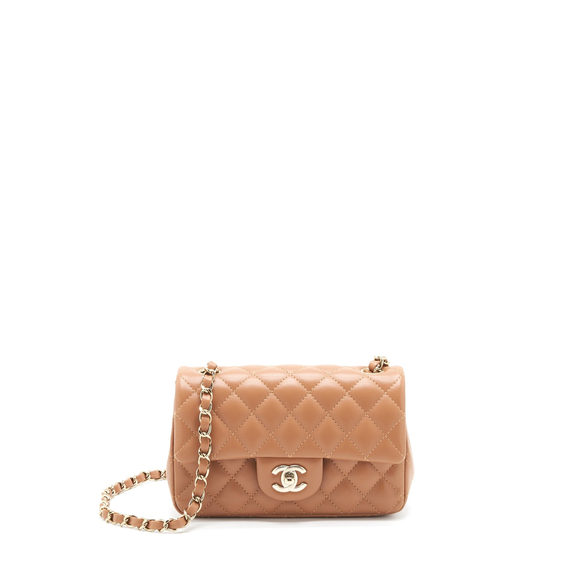 Chanel 22s Rectangular Lambskin Caramel LGHW Mini Bag