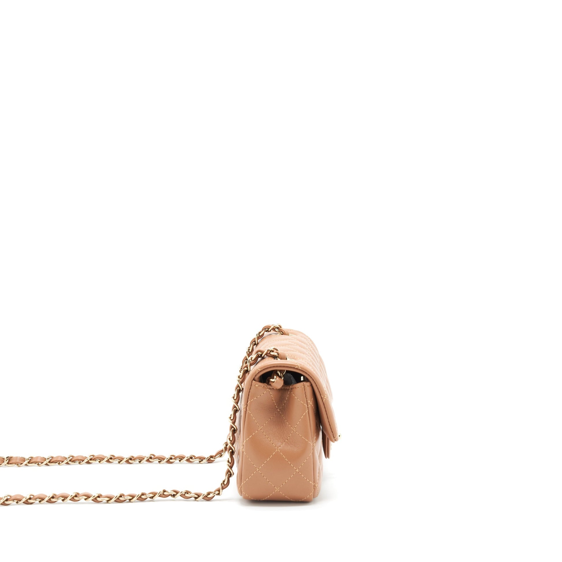 Chanel 22s Rectangular Lambskin Caramel LGHW Mini Bag