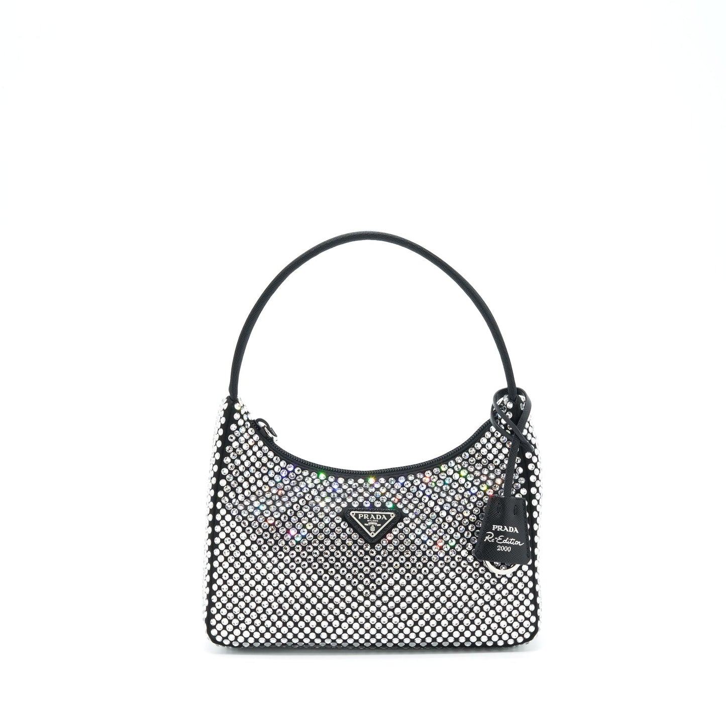 Prada Re Edition Crystal Hobo Purse Handbag Leather Nylon Travel Bag