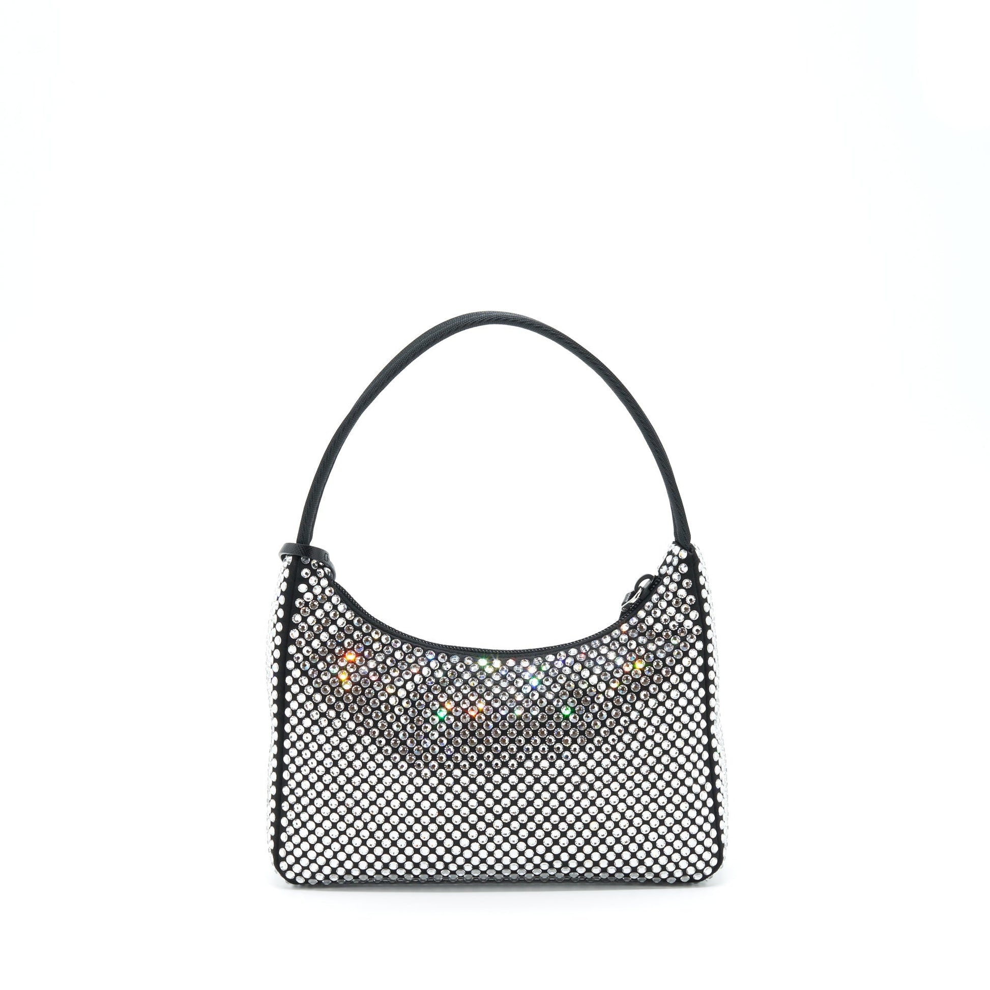 Prada Re Edition Crystal Hobo Purse Handbag Leather Nylon Travel Bag