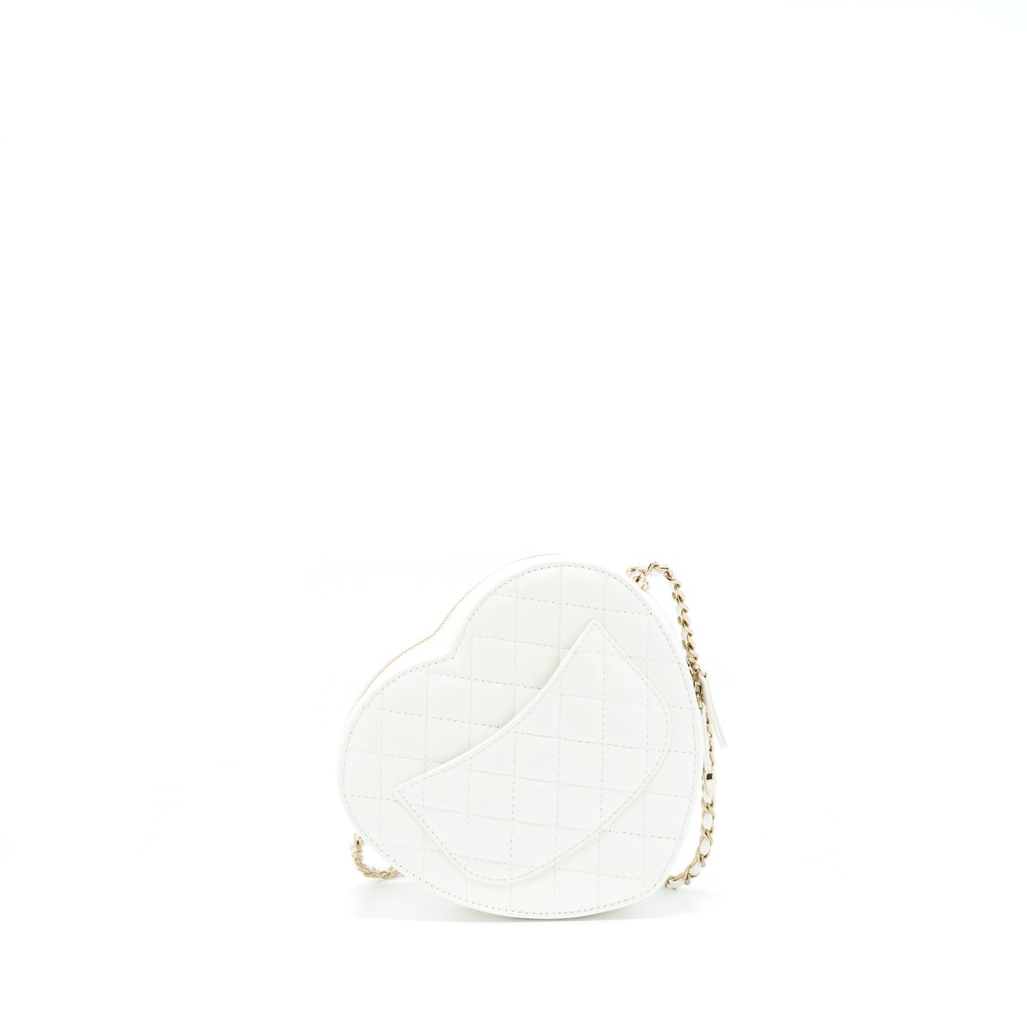 Chanel 22S Heart Lambskin LGHW Microchip White Handbag