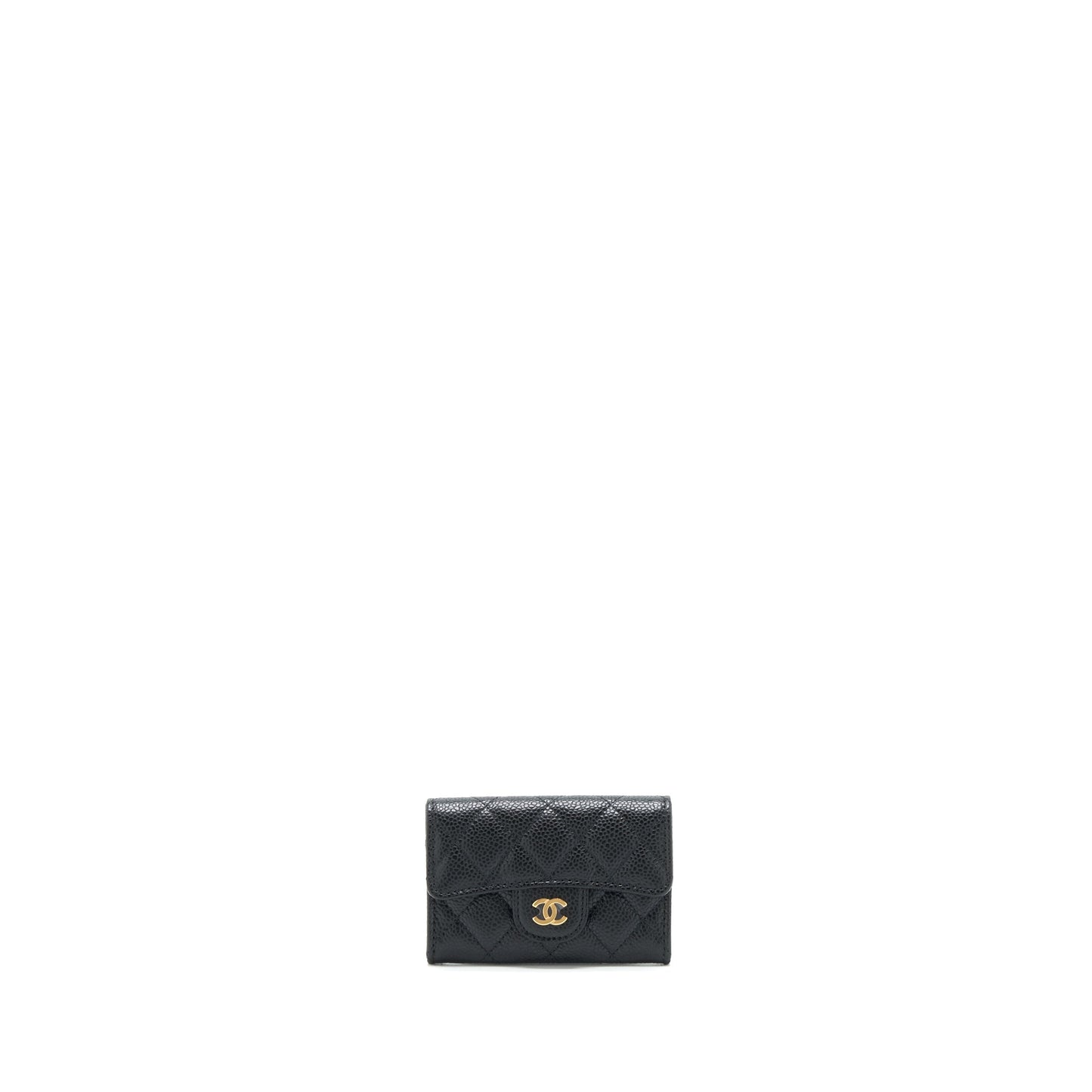 Chanel Classic Flap card Holder Caviar LGHW Black Wallet Case
