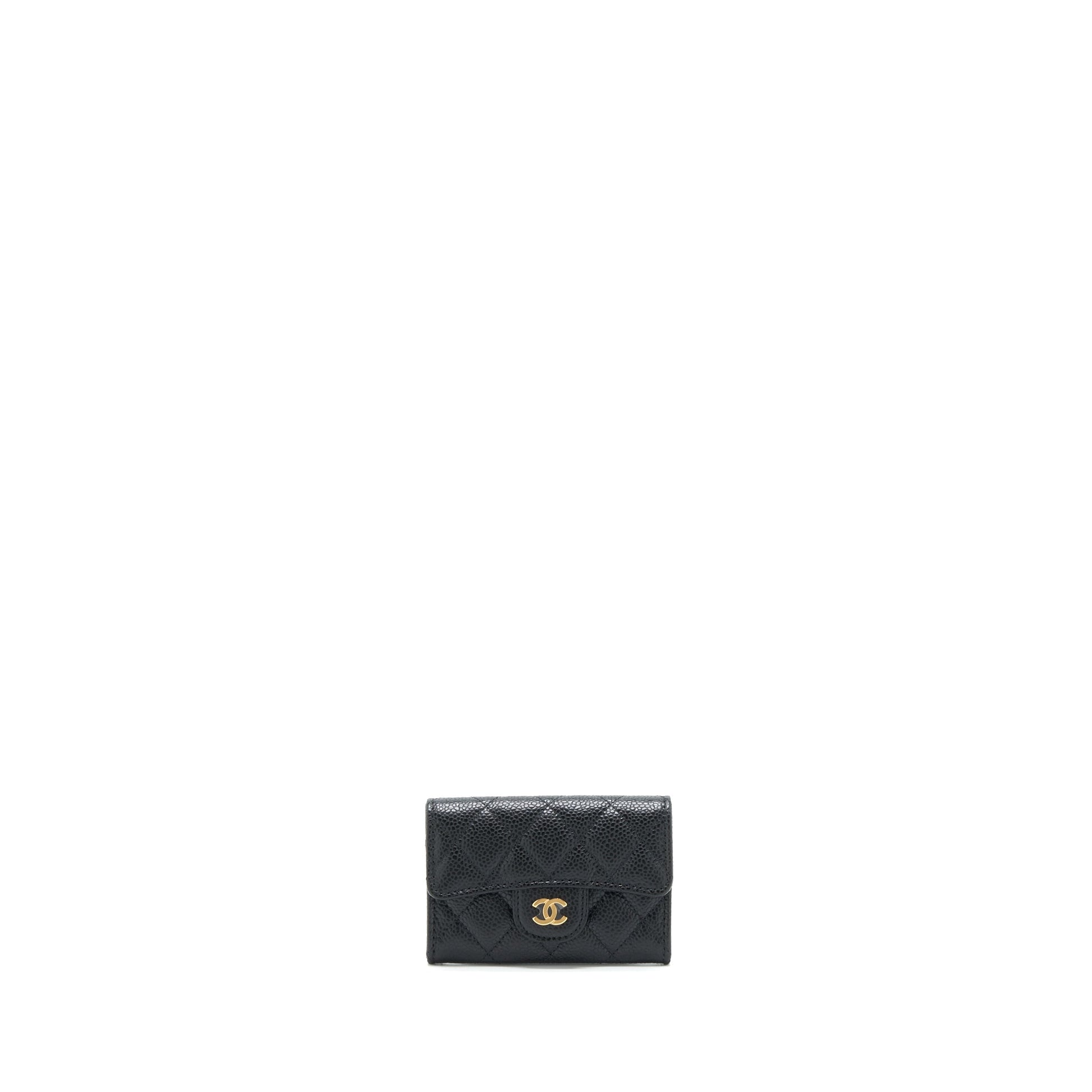 Chanel Classic Flap card Holder Caviar LGHW Black Wallet Case