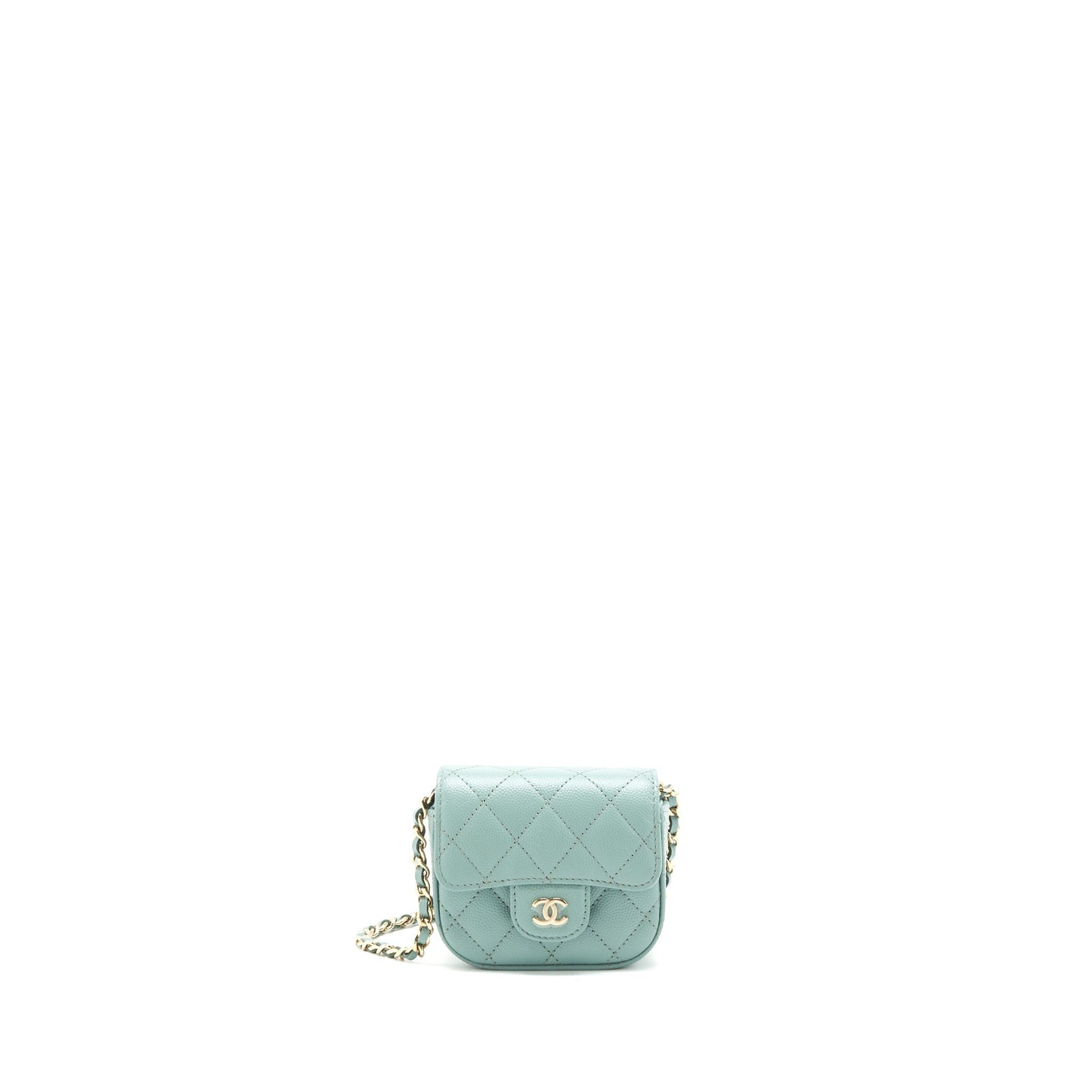 Chanel Flap Vanity Caviar greyish LGHW Green Mini Bag