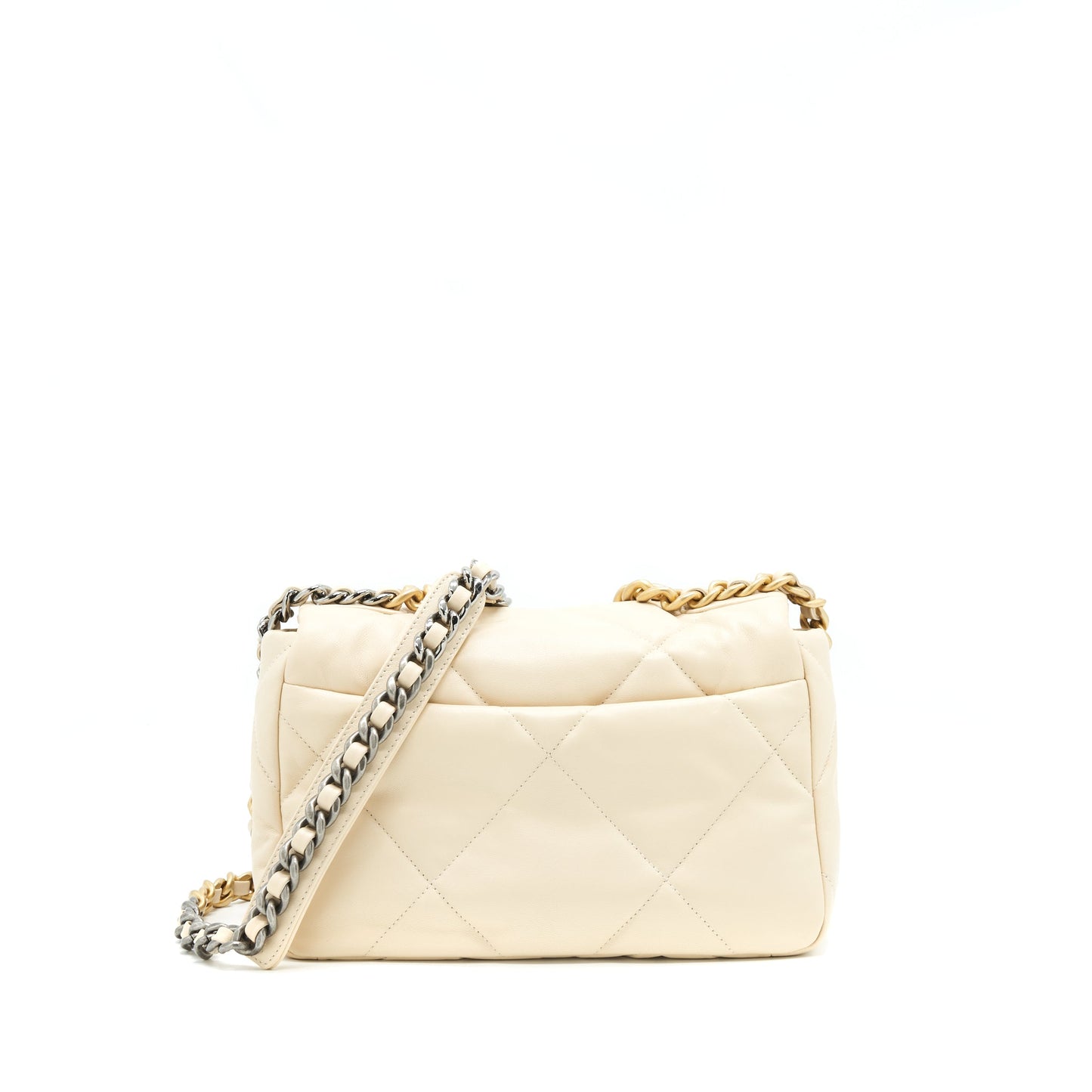 Chanel 19 19K Shiny Goatskin GHW Beige Small Handbag