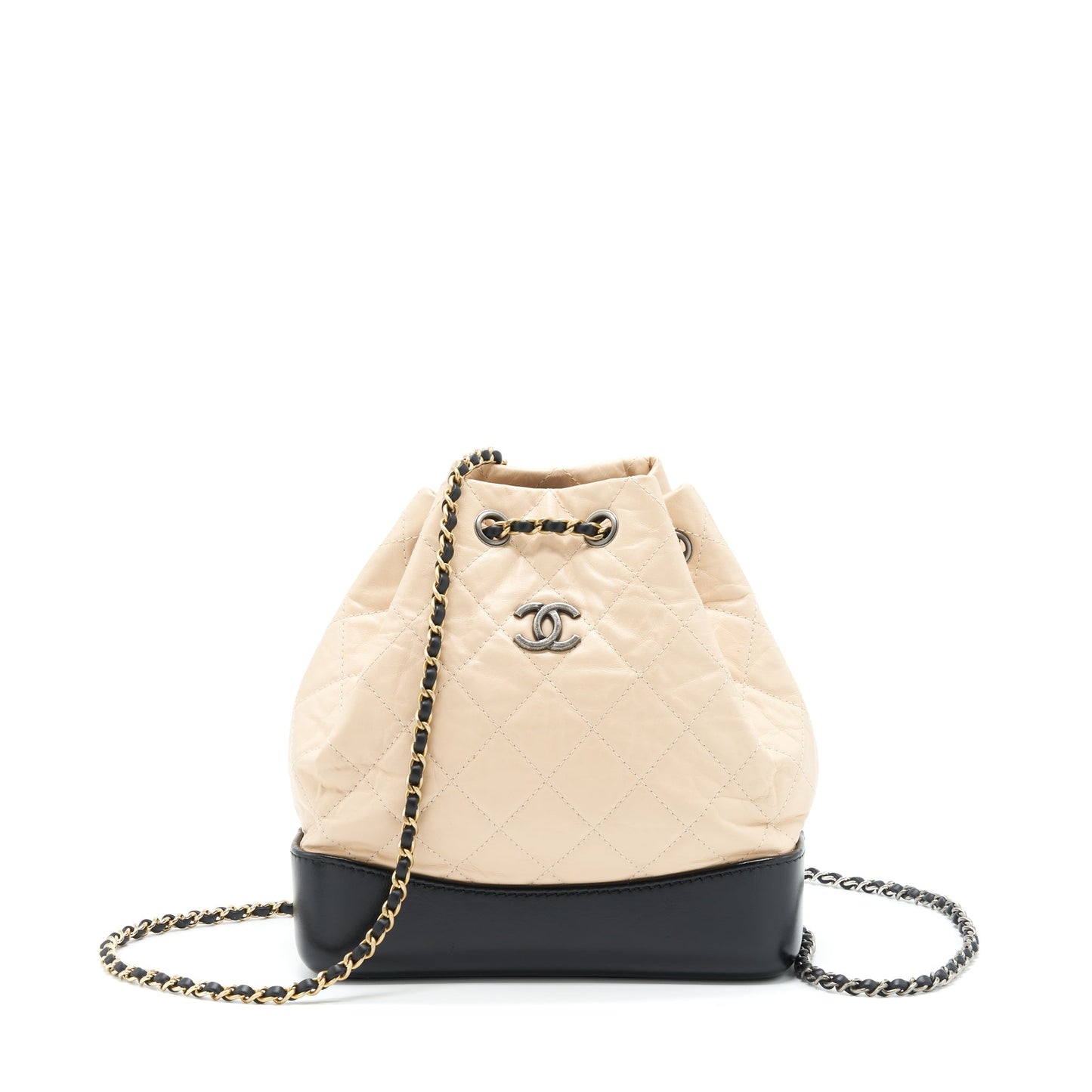 Chanel Gabrielle Backpack Multi Colour Hardware Black Beige Small