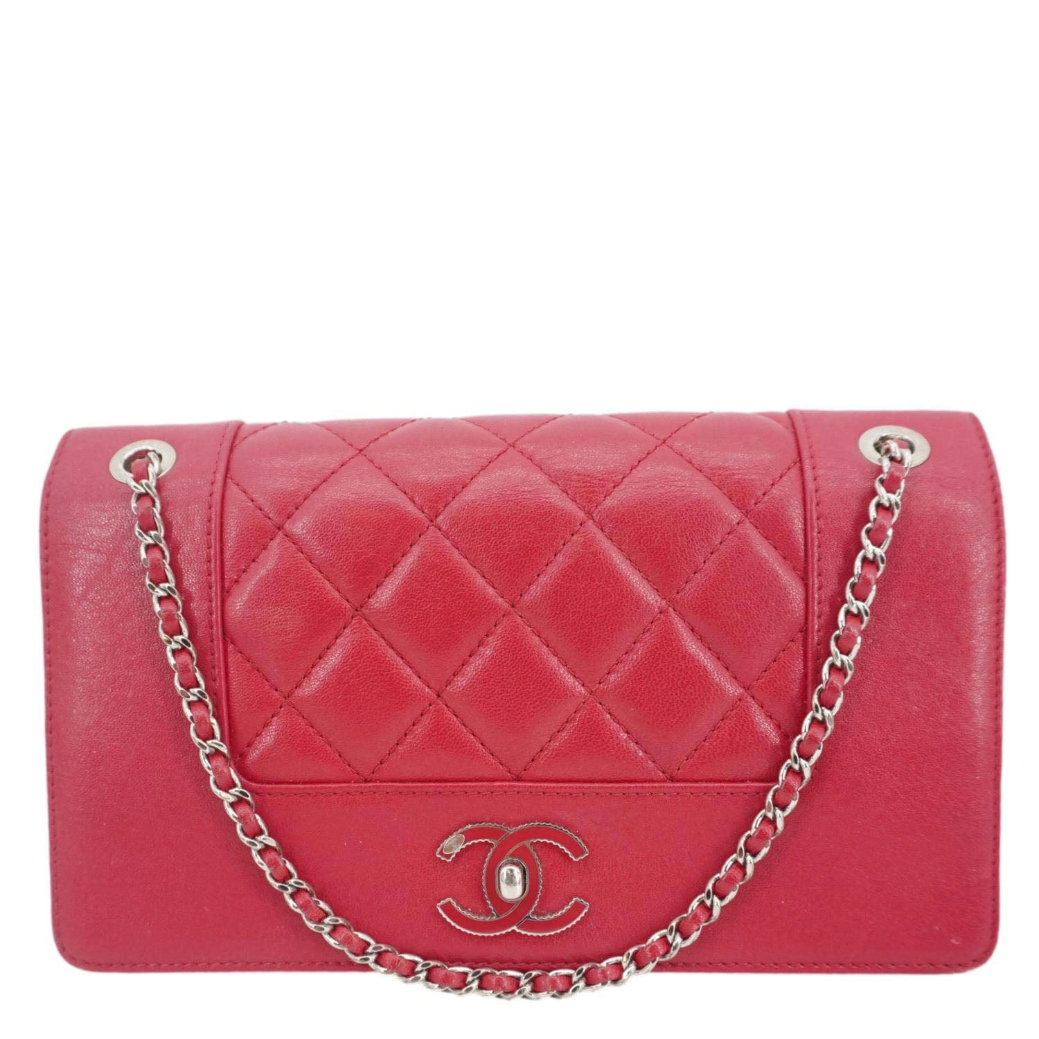 Chanel Mademoiselle Flap Sheepskin Leather Pink Travel Bag