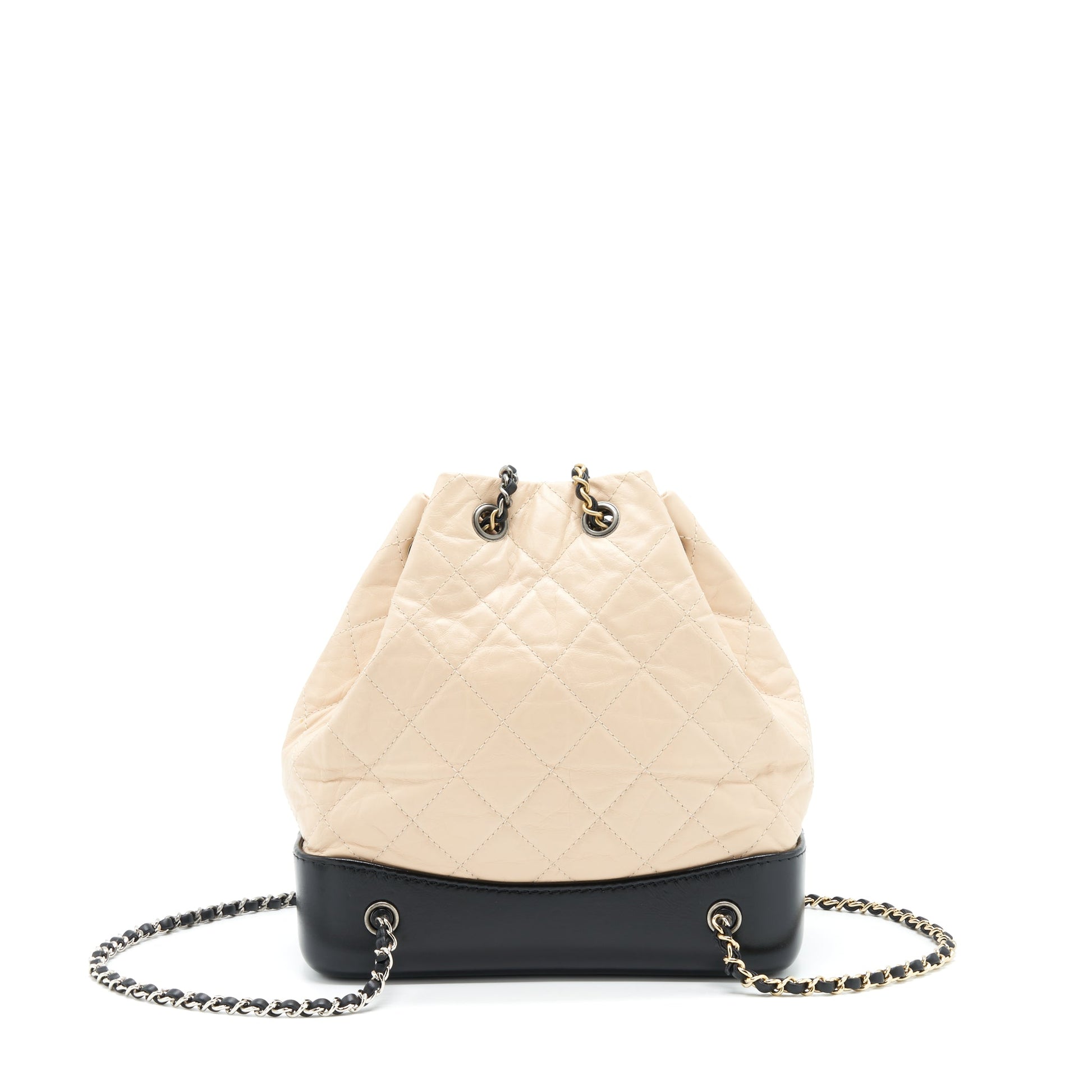 Chanel Gabrielle Backpack Multi Colour Hardware Black Beige Small