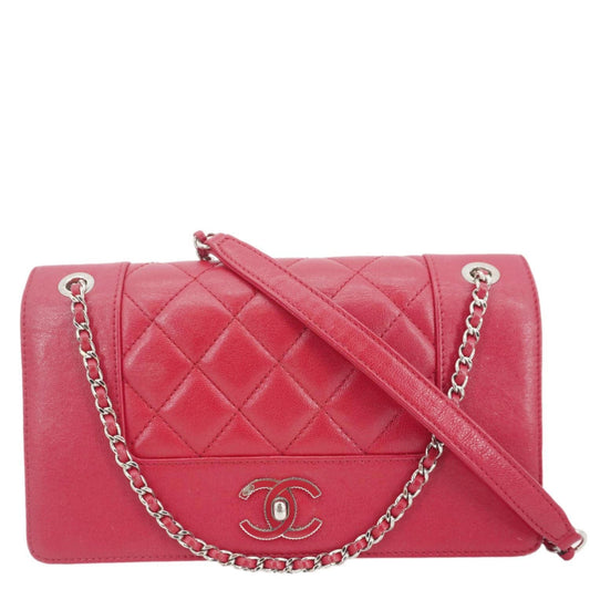 Chanel Mademoiselle Flap Sheepskin Leather Pink Travel Bag