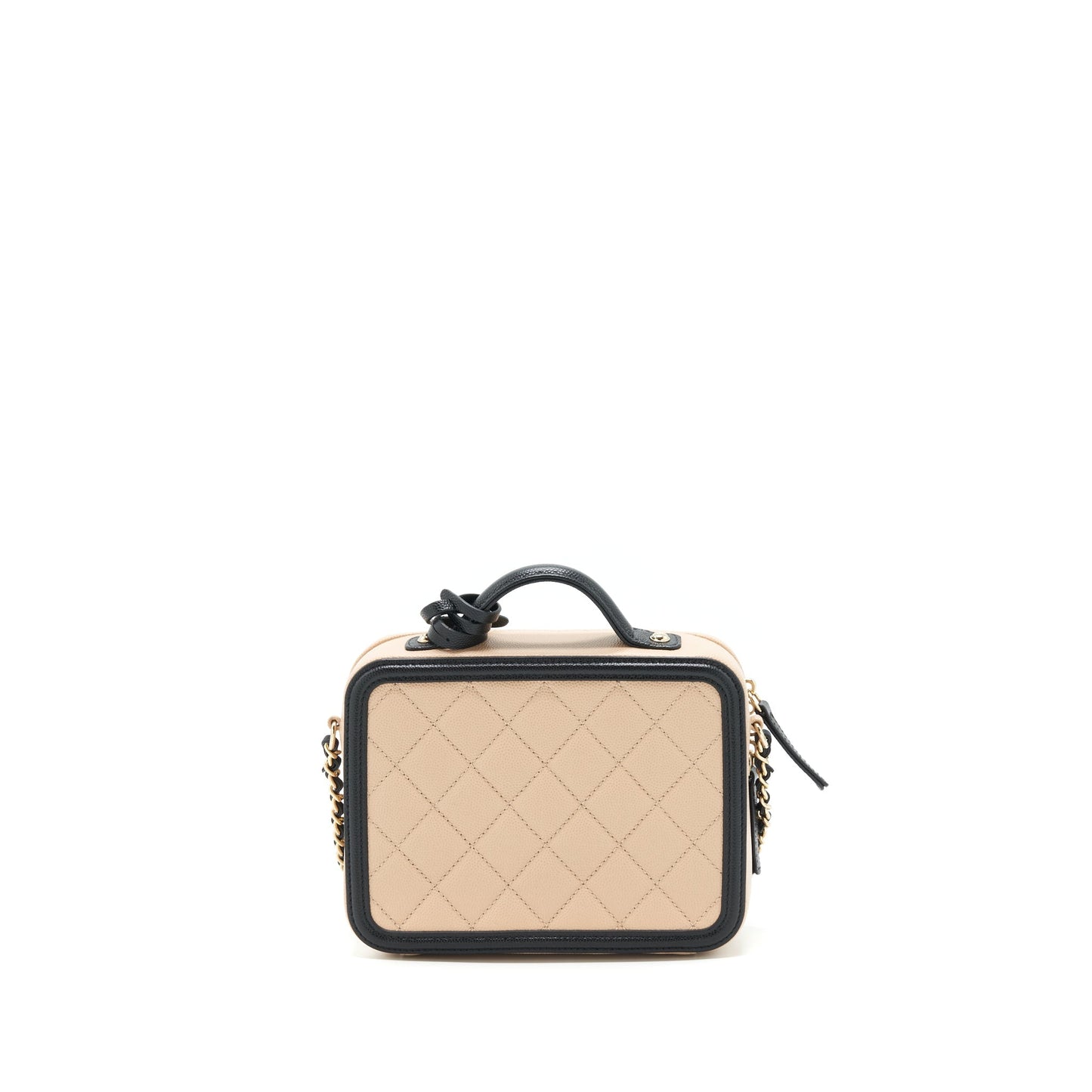 Chanel Vanity Filigree Caviar & LGHW Black Beige Handbag