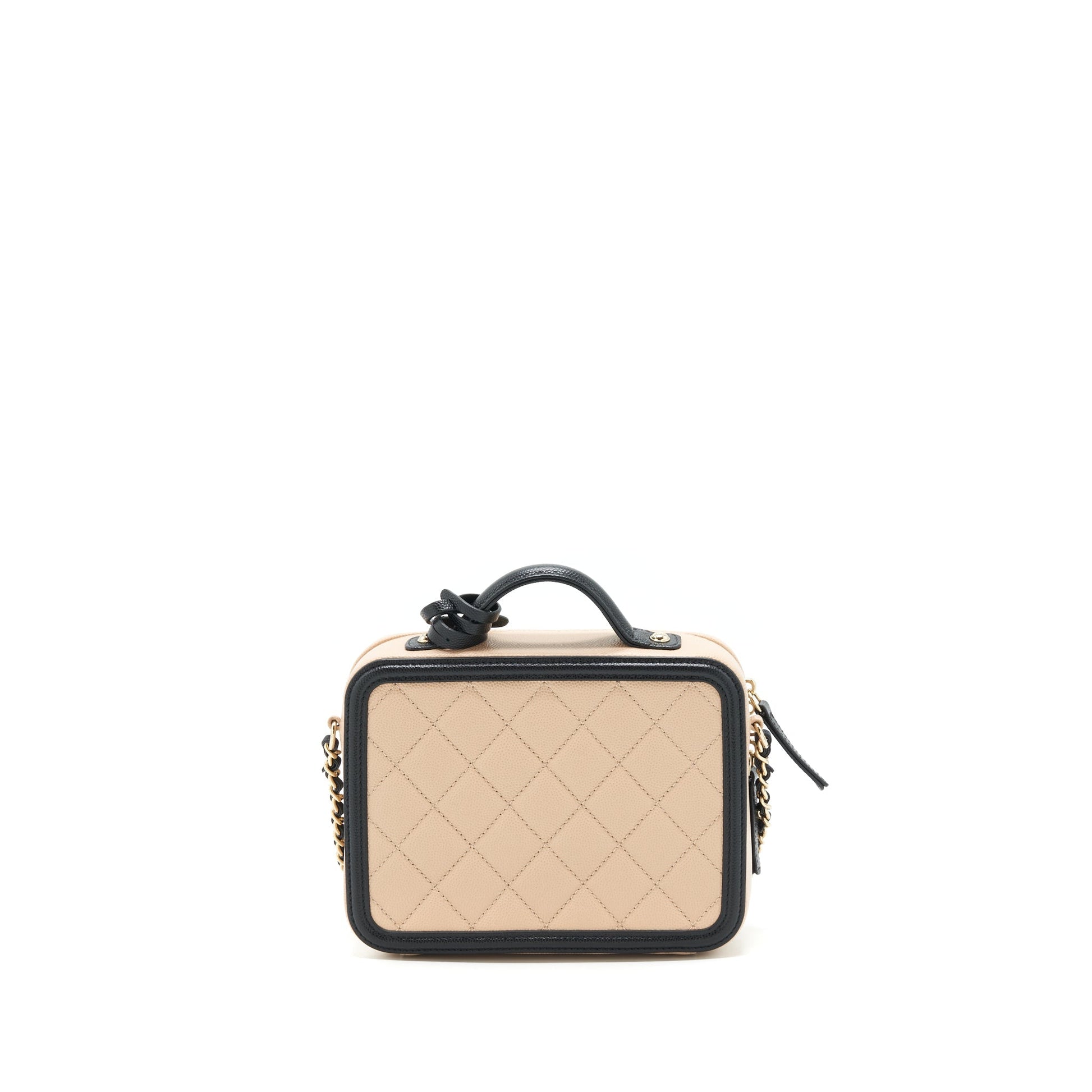 Chanel Vanity Filigree Caviar & LGHW Black Beige Handbag
