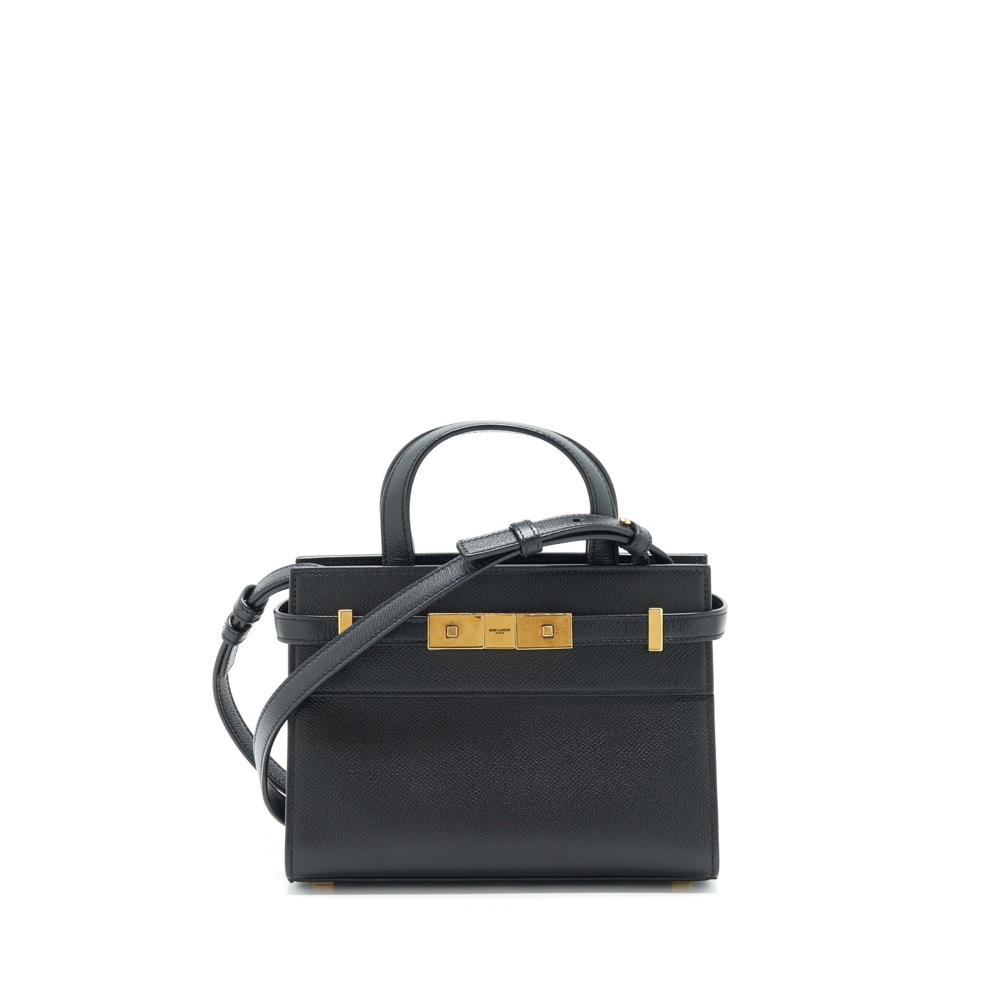 YSL Saint Laurent Manhattan Nano Shopping Purse Calfskin Travel Bag Black