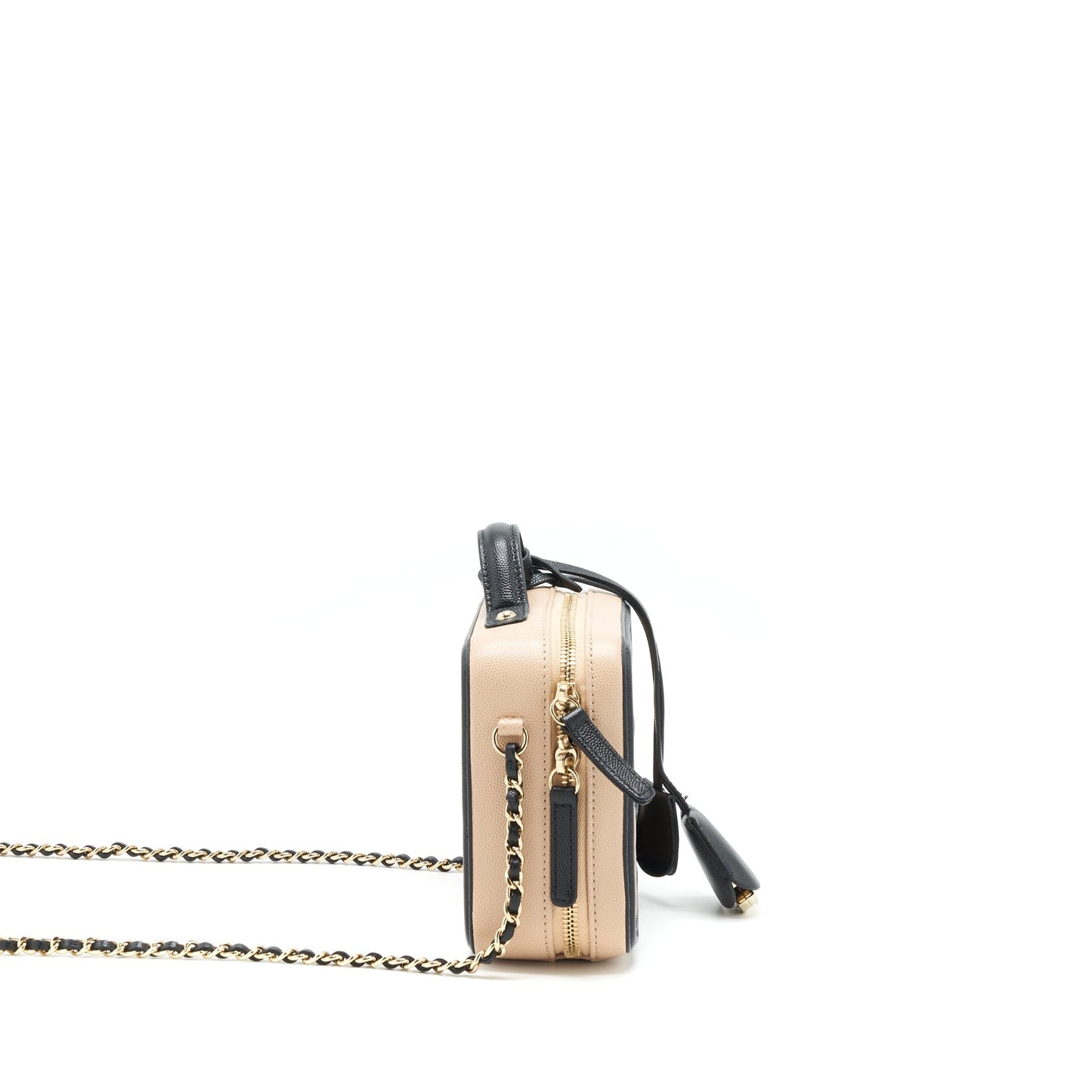 Chanel Vanity Filigree Caviar & LGHW Black Beige Handbag