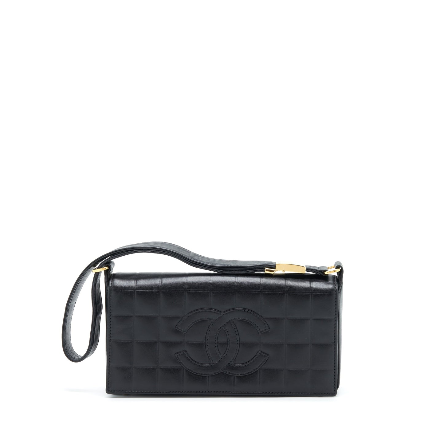 Chanel Chocolate Bar Flap Lambskin GHW Black Shoulder Bag