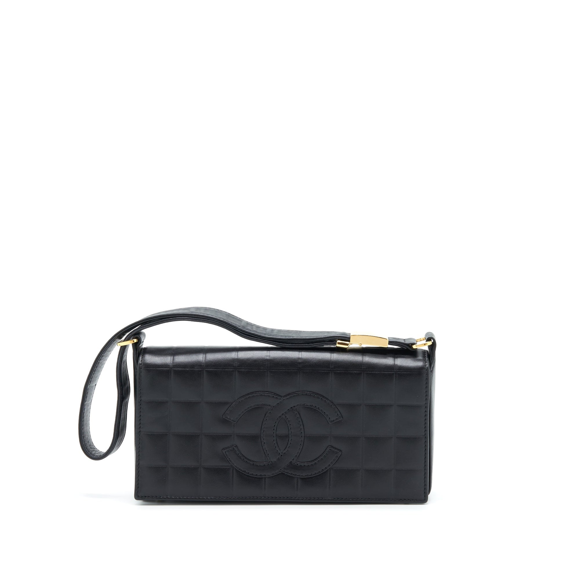 Chanel Chocolate Bar Flap Lambskin GHW Black Shoulder Bag