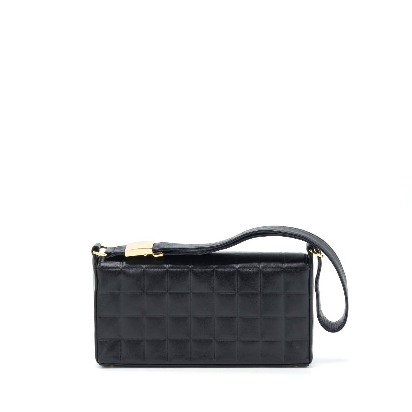 Chanel Chocolate Bar Flap Lambskin GHW Black Shoulder Bag