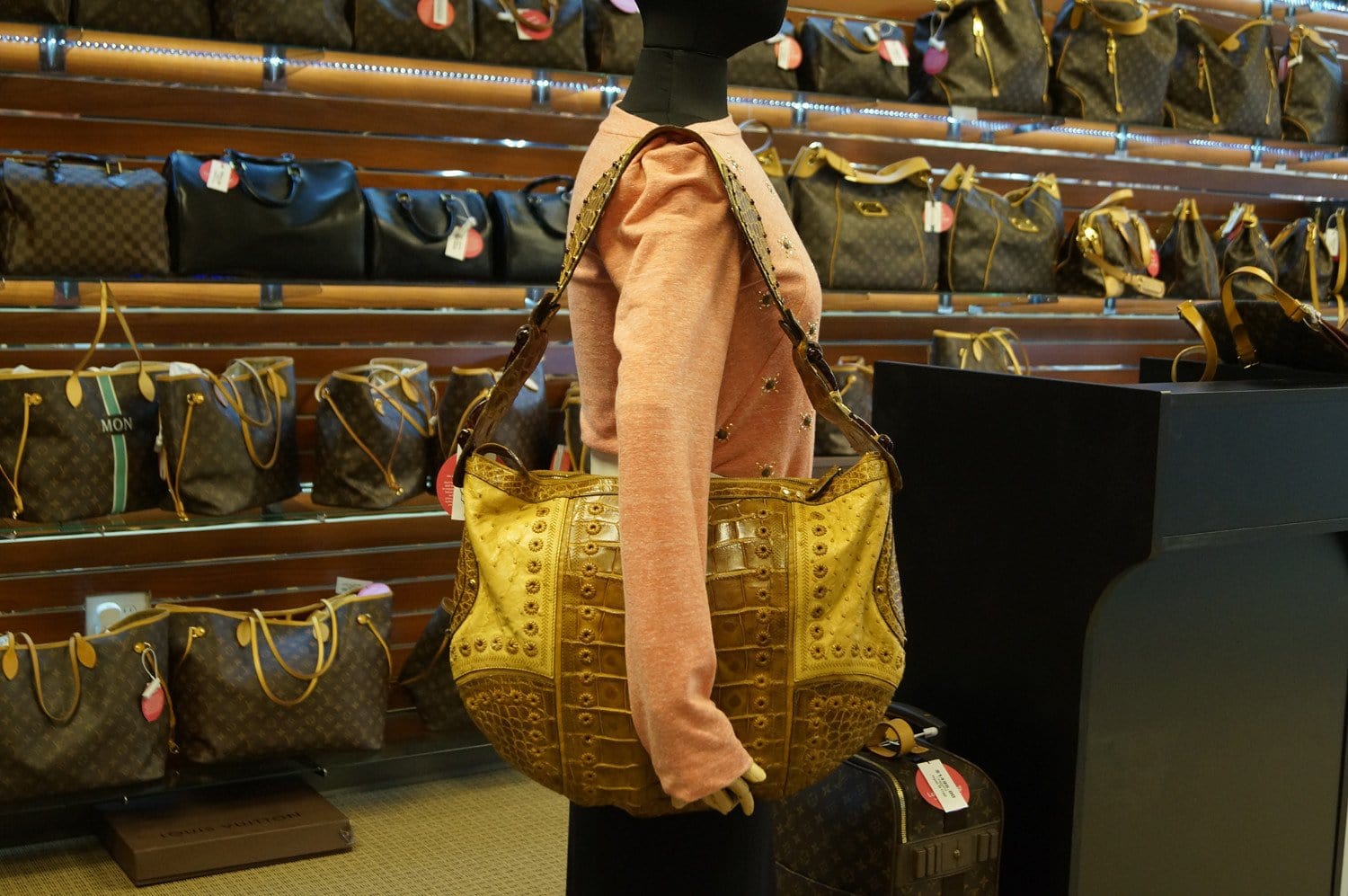 Gucci Crocodile And Ostrich Patchwork Limited Edition Bag Shoulder Bag