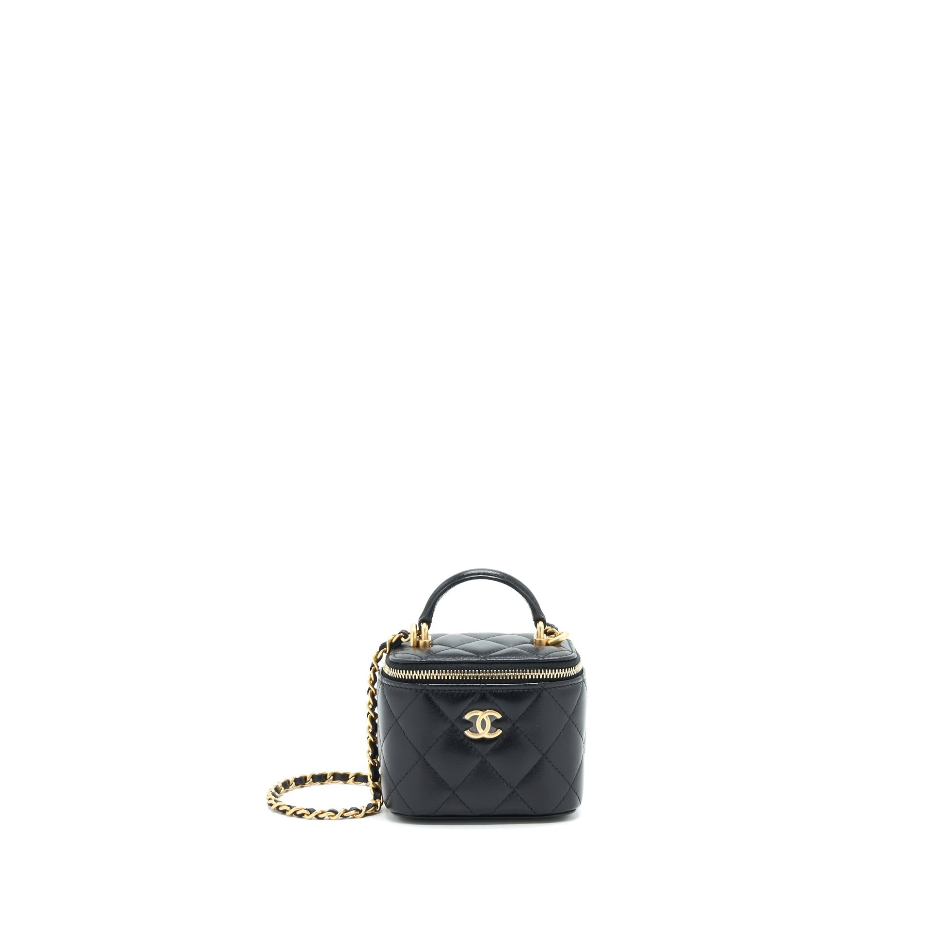 Chanel Handle Vanity Lambskin GHW Black Small Handbag