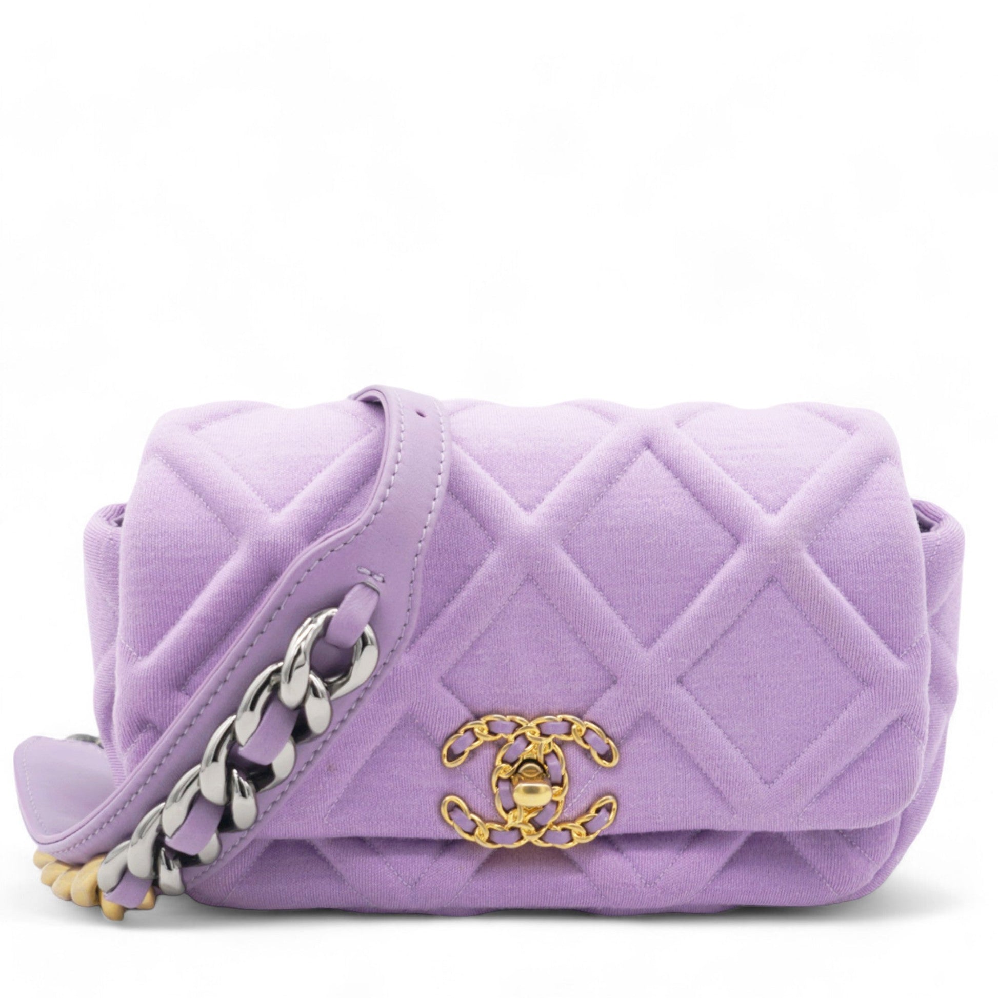 Chanel Jersey Lambskin Quilted Medium 19 Light Flap Purple Bag