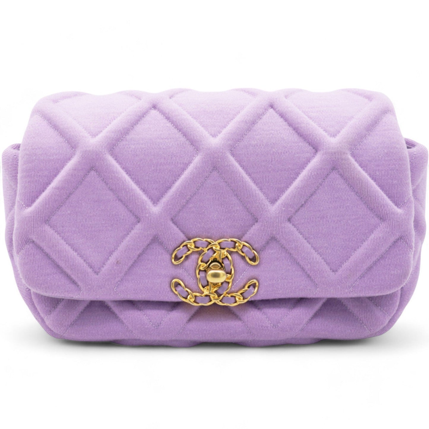 Chanel Jersey Lambskin Quilted Medium 19 Light Flap Purple Bag