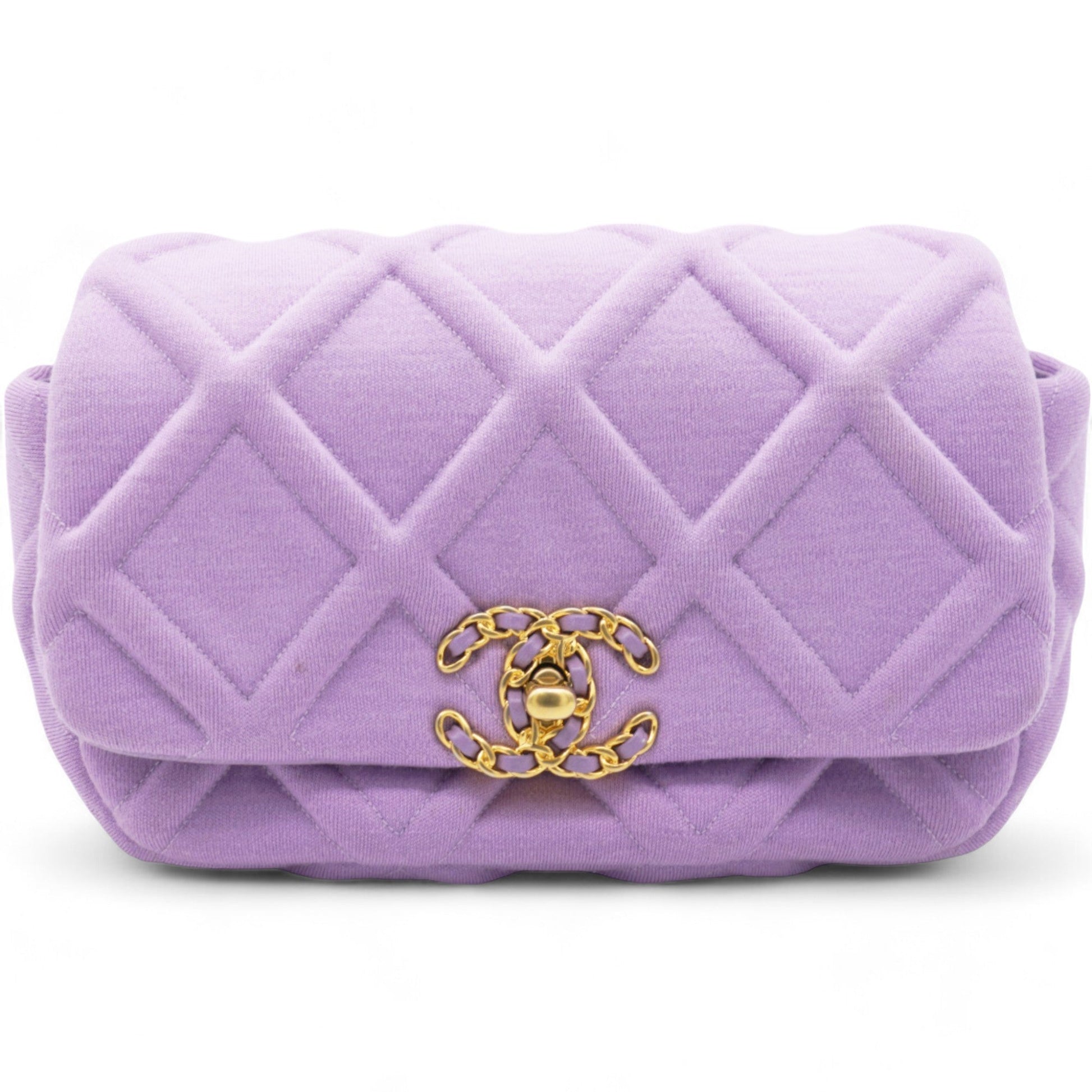 Chanel Jersey Lambskin Quilted Medium 19 Light Flap Purple Bag