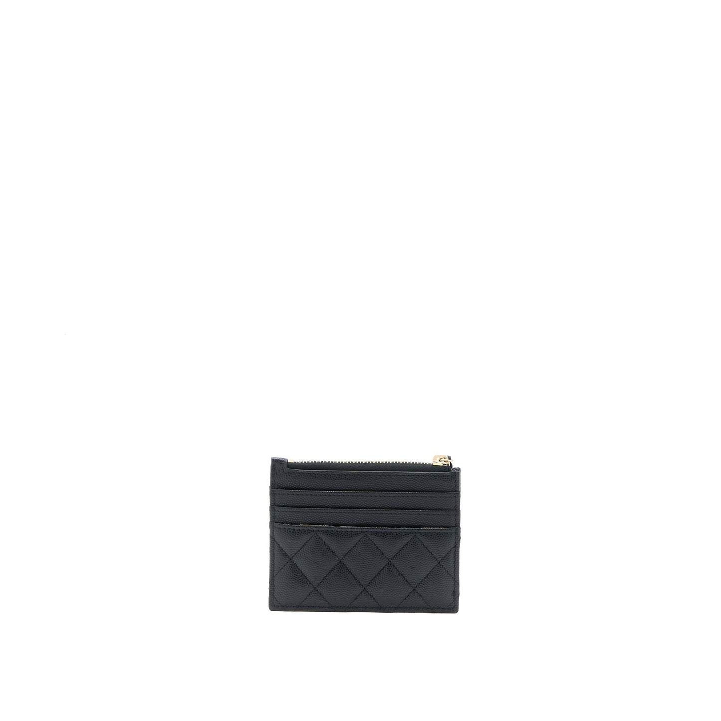 Chanel 23C Zipper Card Holder Caviar LGHW Black Wallet Case