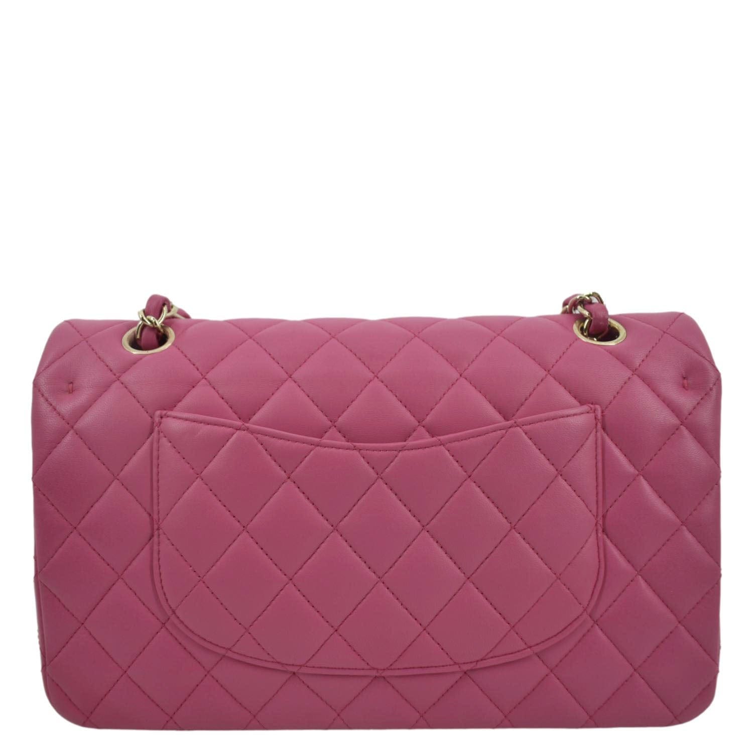 Chanel Classic Double Flap Quilted Leather Lambskin Pink Travel Bag