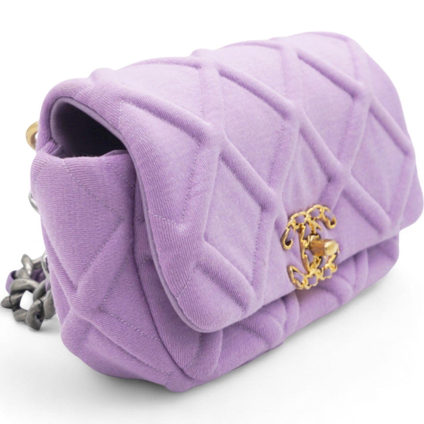 Chanel Jersey Lambskin Quilted Medium 19 Light Flap Purple Bag