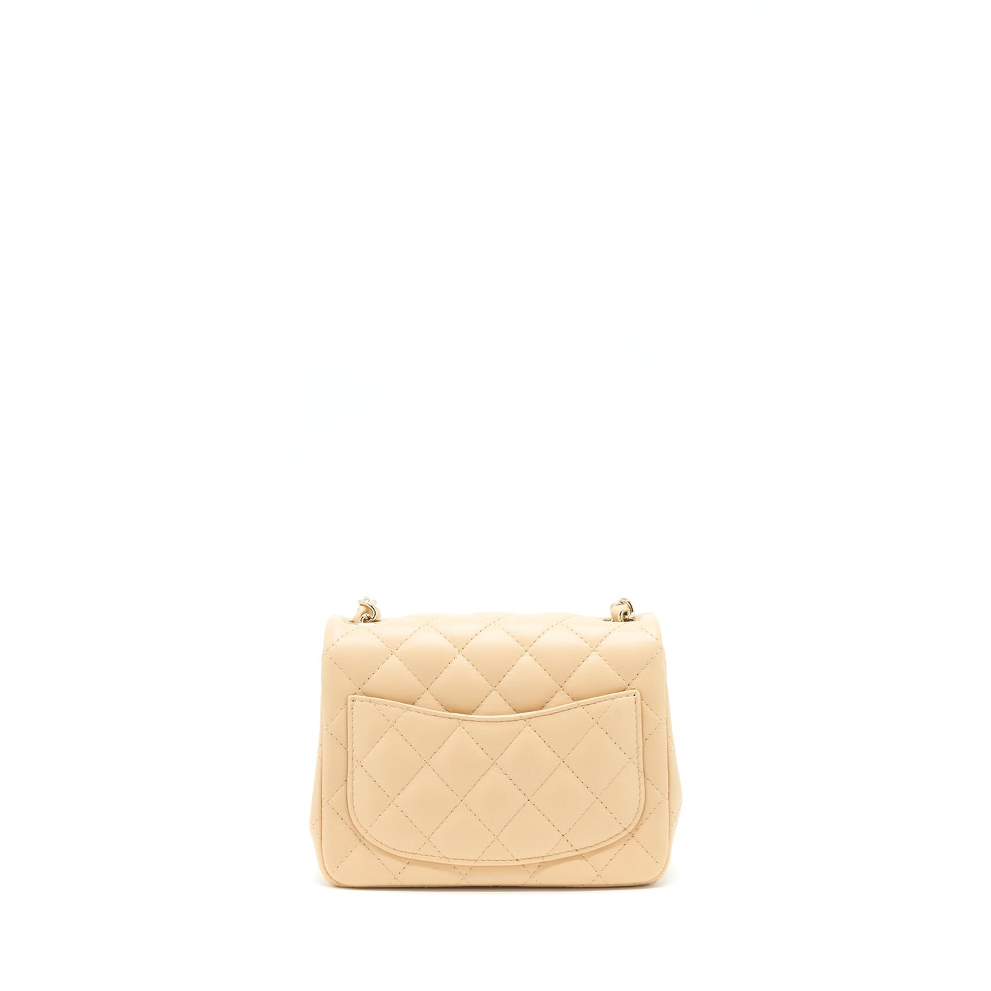 Chanel 22C square flap Lambskin LGHW Microchip Beige Shoulder Bag
