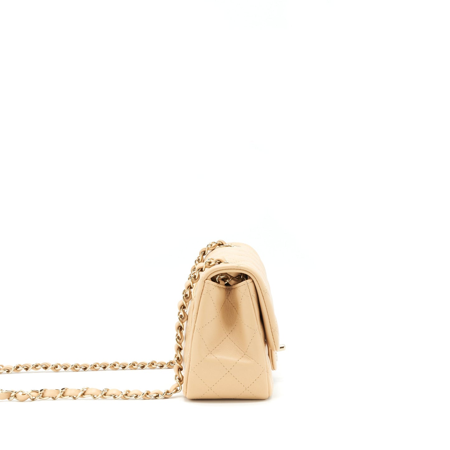 Chanel 22C square flap Lambskin LGHW Microchip Beige Shoulder Bag