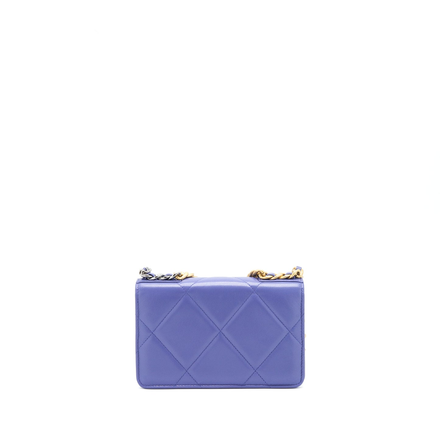 Chanel 19 on Lambskin purple hardware Gold Silver Wallet Case