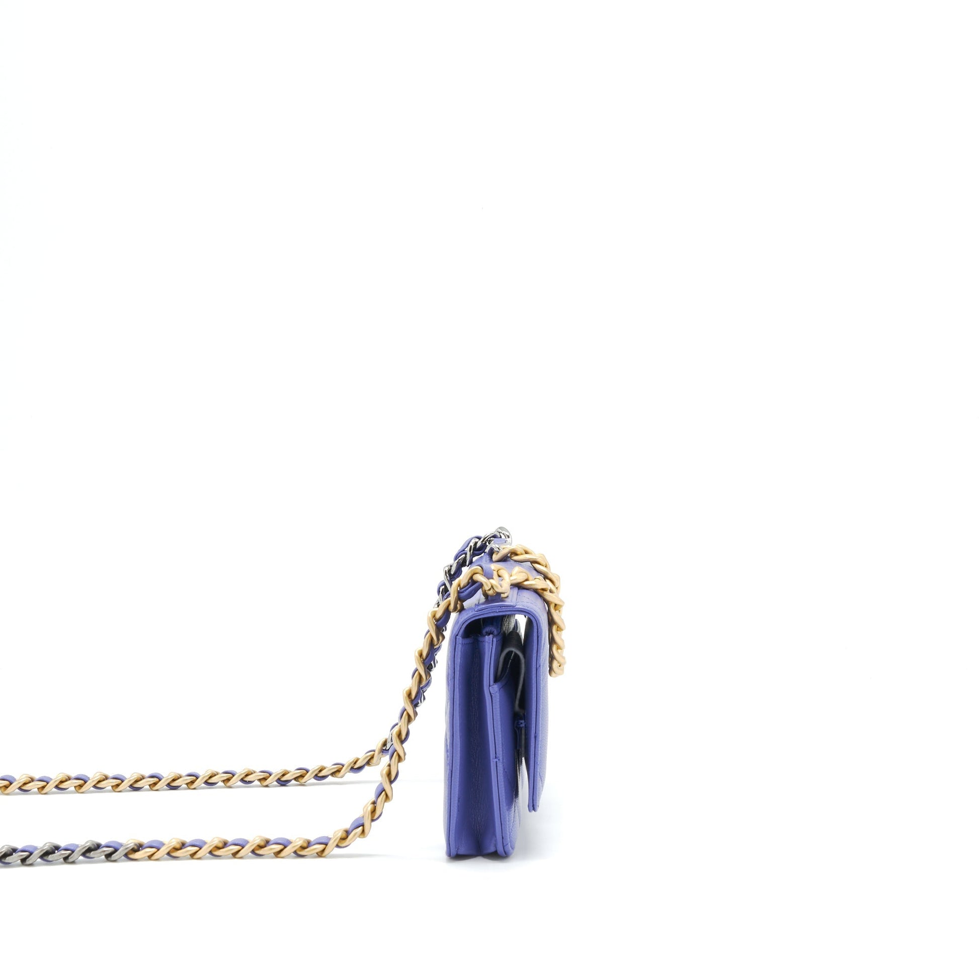 Chanel 19 on Lambskin purple hardware Gold Silver Wallet Case