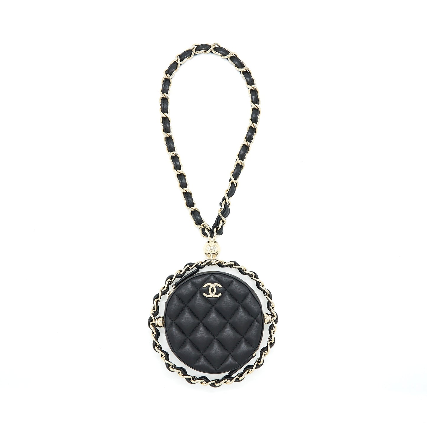Chanel Round Lambskin LGHW Black Clutch Bag Lghw 1