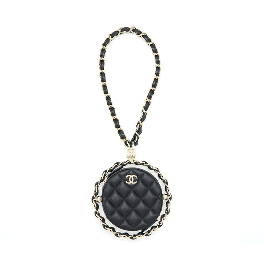 Chanel Round Lambskin LGHW Black Clutch Bag Lghw 1