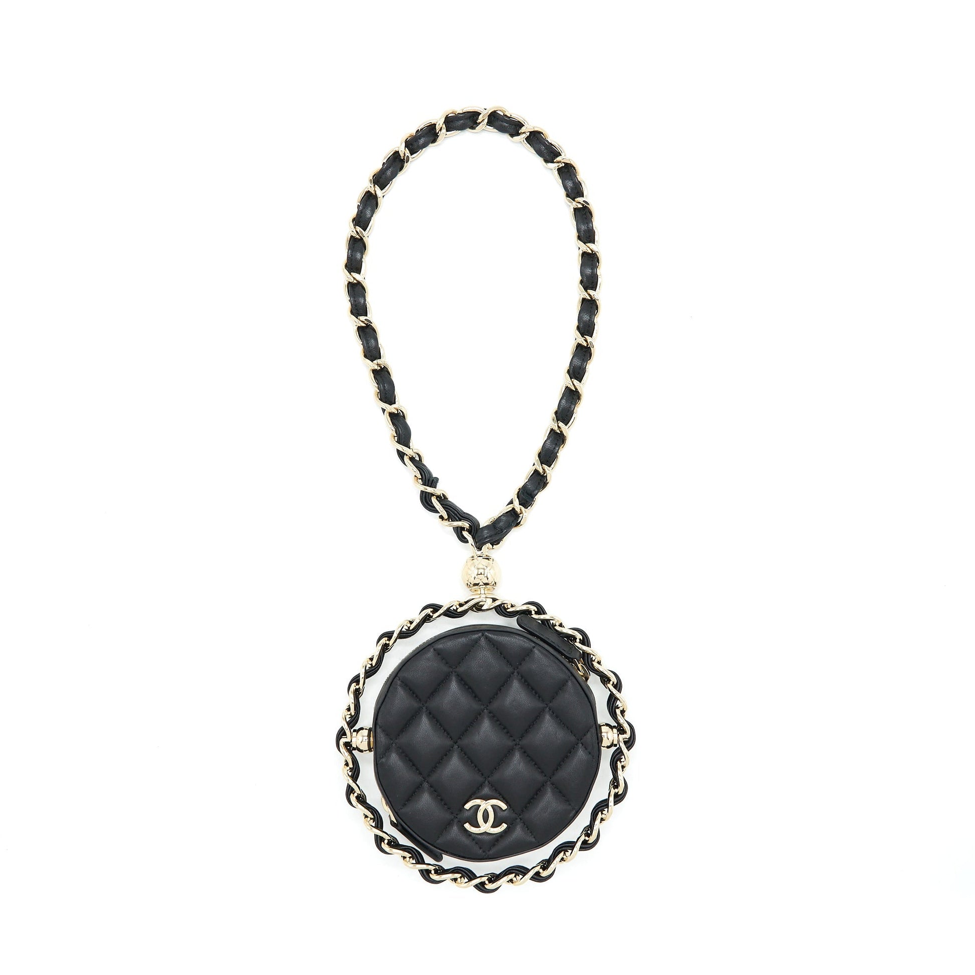 Chanel Round Lambskin LGHW Black Clutch Bag Lghw 1