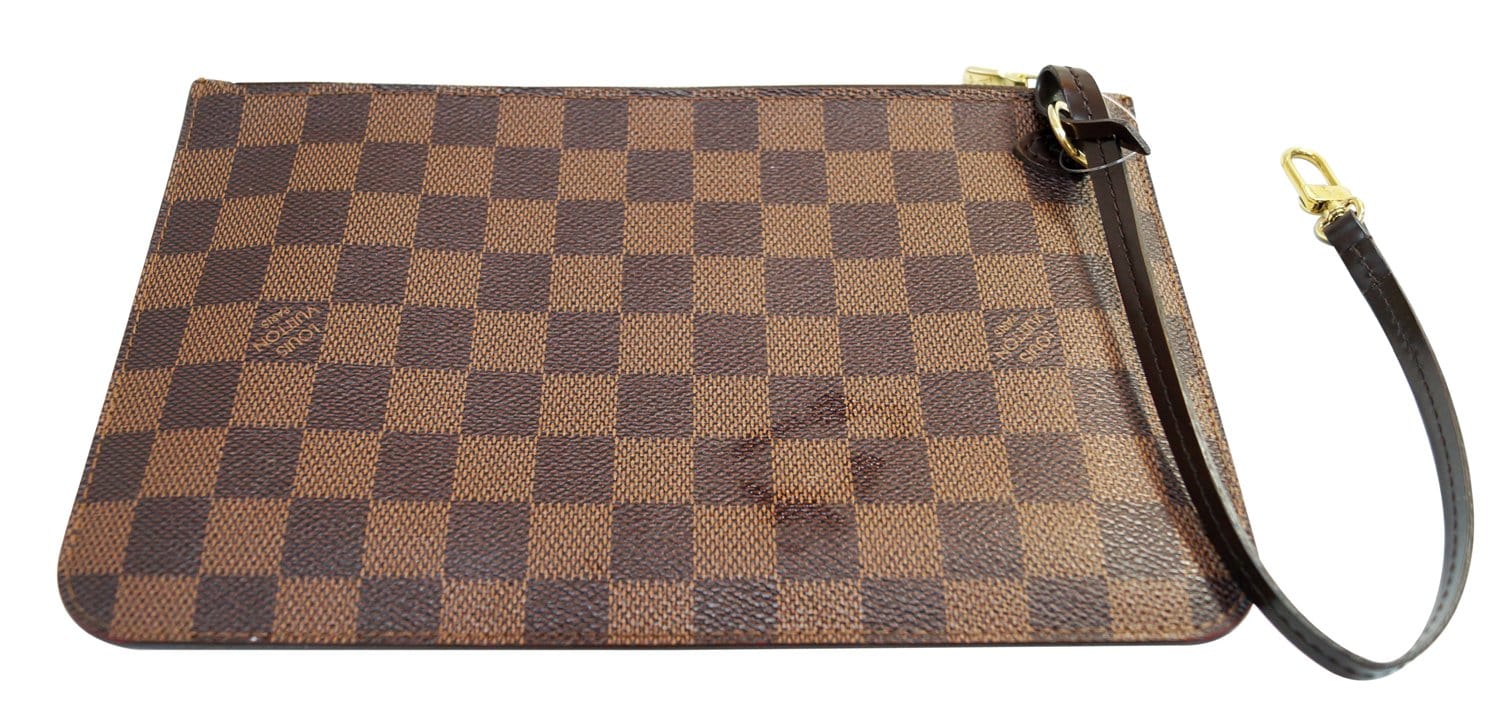 Louis Damier Ebene Neverfull Gm Pochette Wristlet Clutch Bag