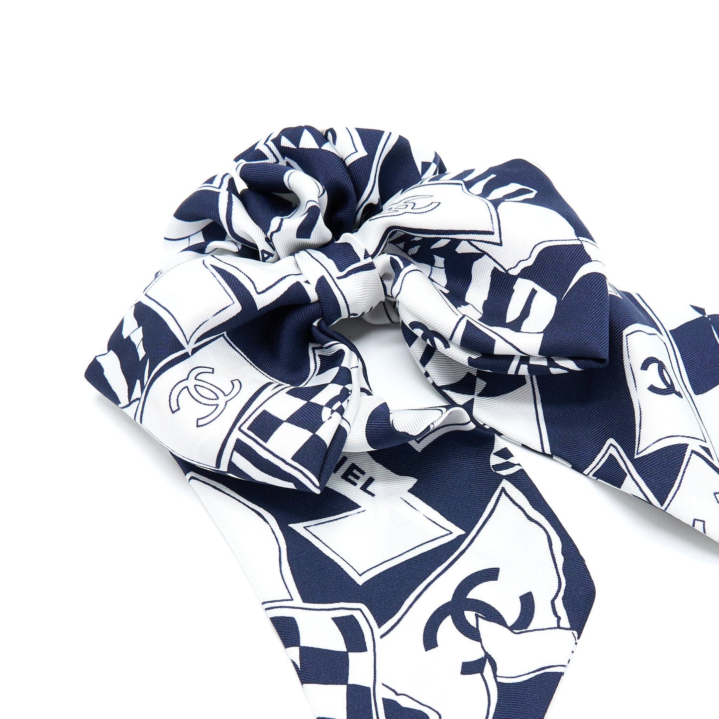 Chanel 23C CC Logo Hair Tie Navy White Handbag