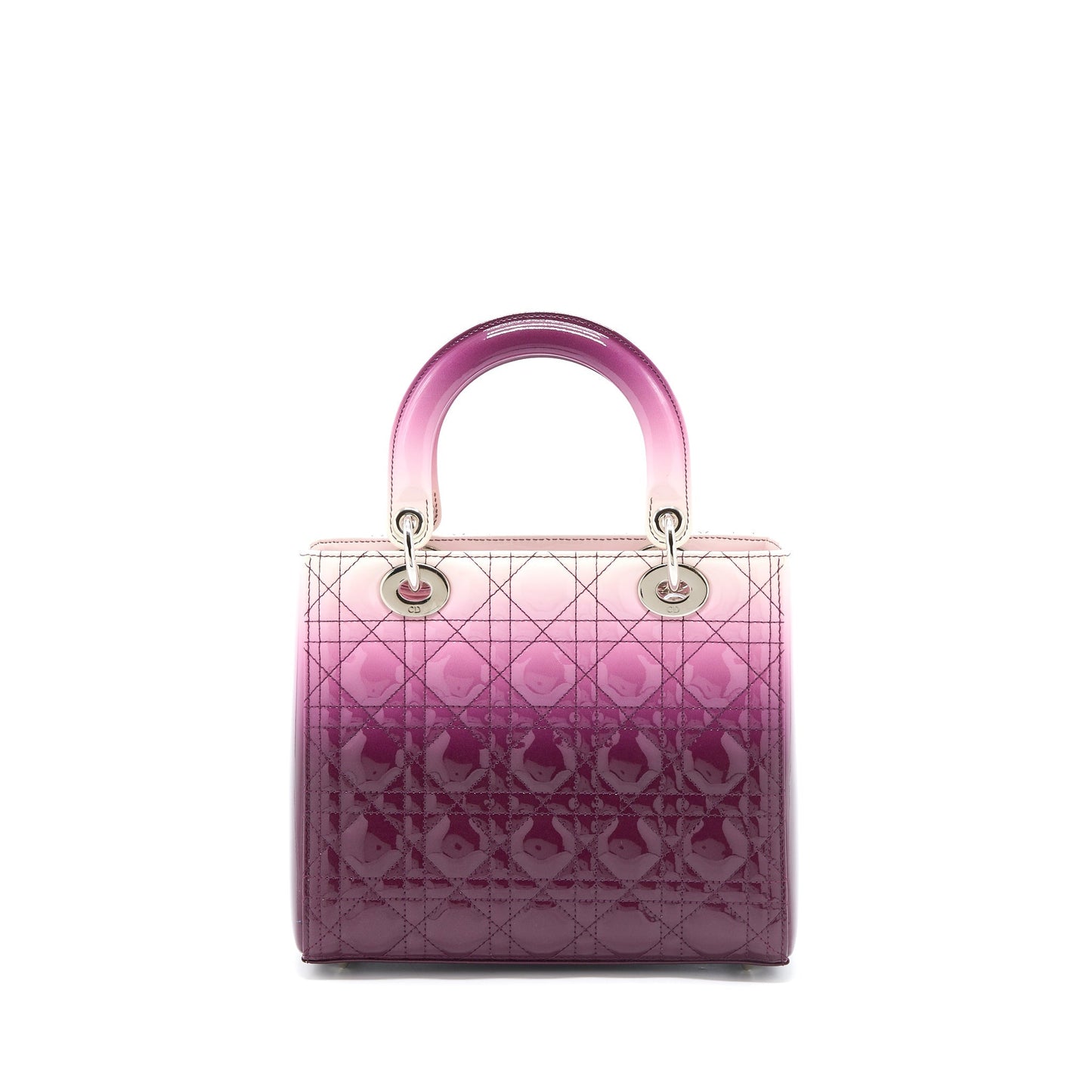 Dior Lady Patent Purple Handbag White Medium Travel Bag